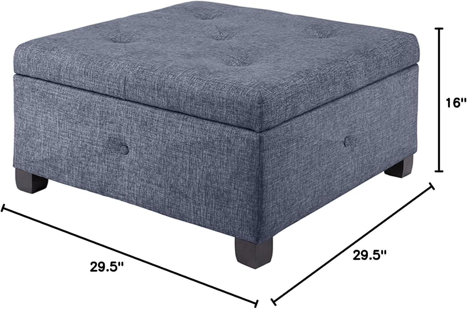 Della Button Tufted Square Storage Ottoman