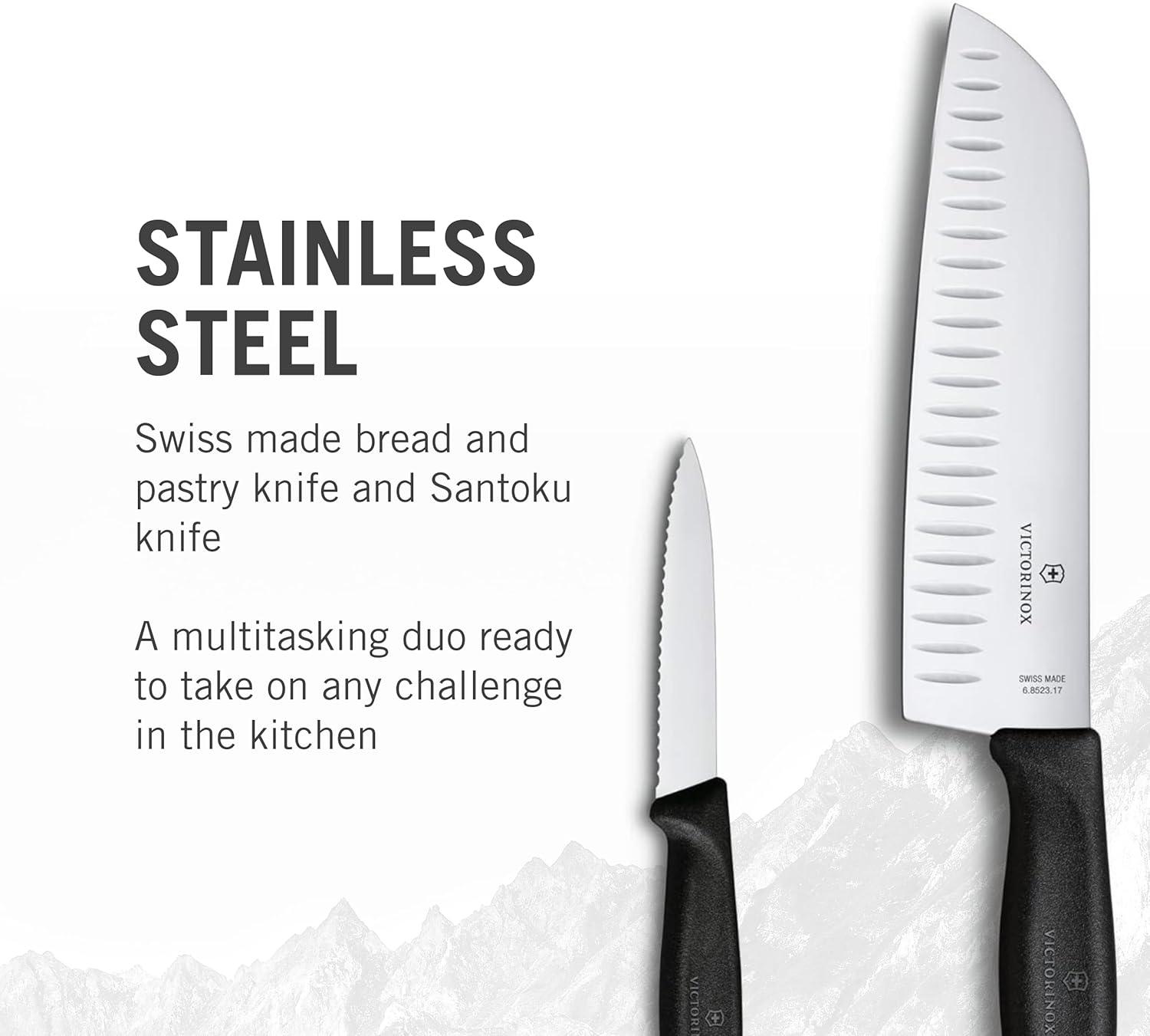 Victorinox Swiss Classic 2-Piece Black Stainless Steel Santoku Set