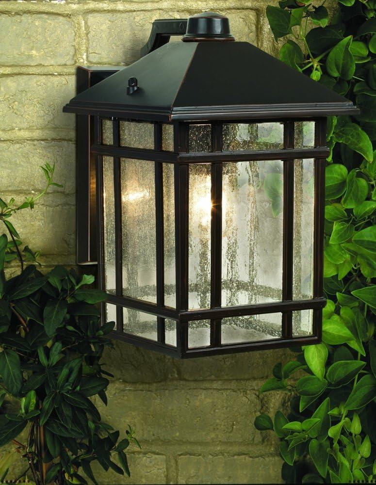 Kathy Ireland Sierra Craftsman Mission Outdoor Wall Light Fixture Rubbed Bronze 11" High Frosted Seeded Glass Panels for Post Exterior Barn Deck House