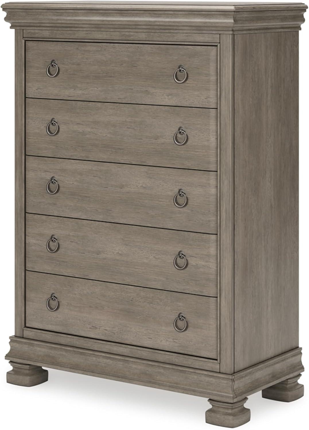 Gray Traditional 5-Drawer Chest with Dovetail Construction