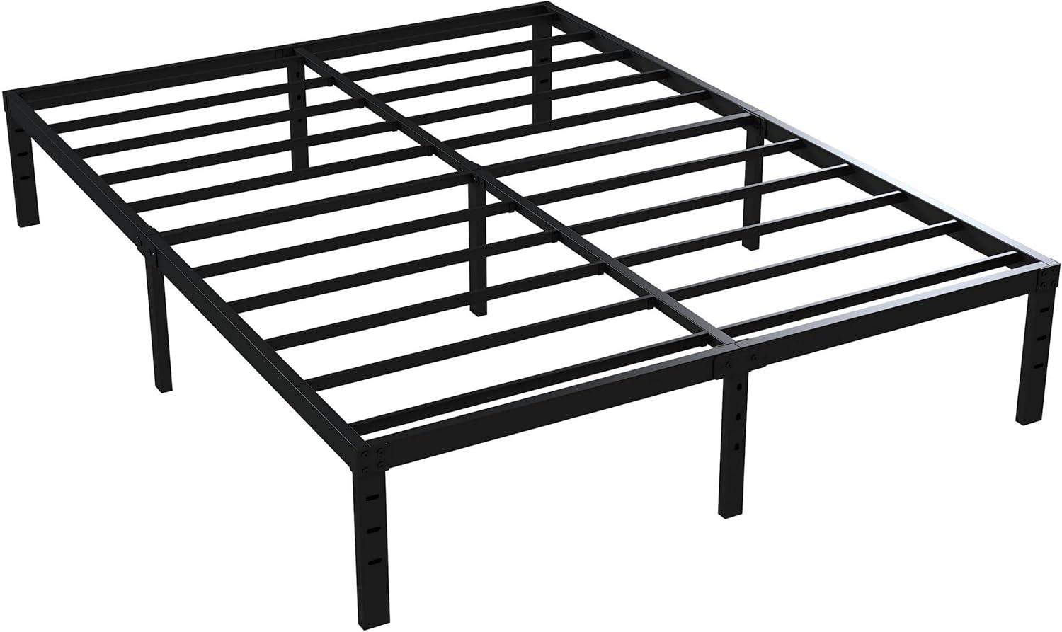 16 Inch Black Metal Queen Bed Frame with Storage