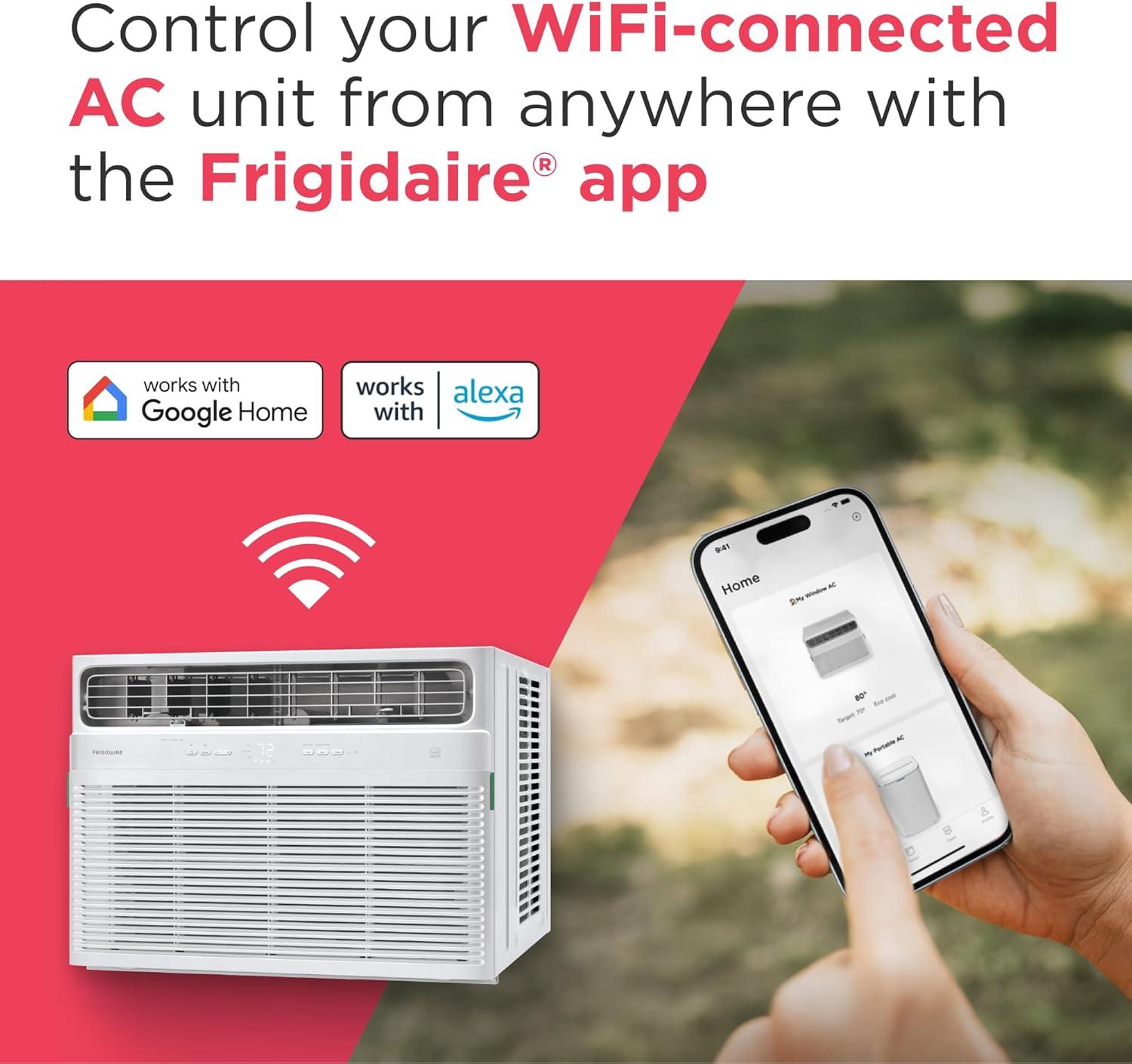 Frigidaire 24,000 BTU Smart Inverter Window Air Conditioner with Wi-Fi and Energy Star Certification, Cools Up to 1,020 Sq. Ft., Ultra Quiet Operation, White