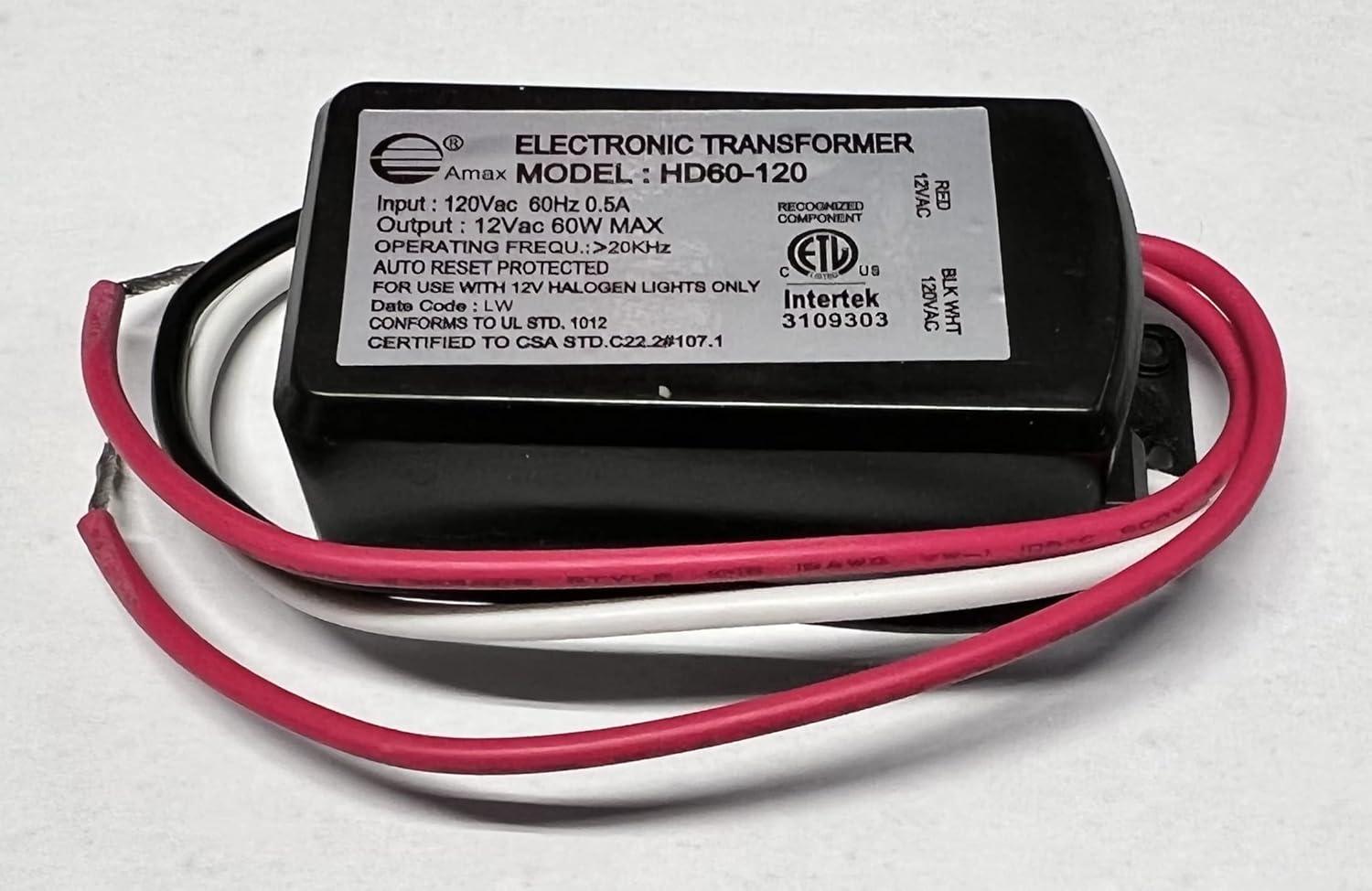 60W Black Electronic Low Voltage Halogen Transformer