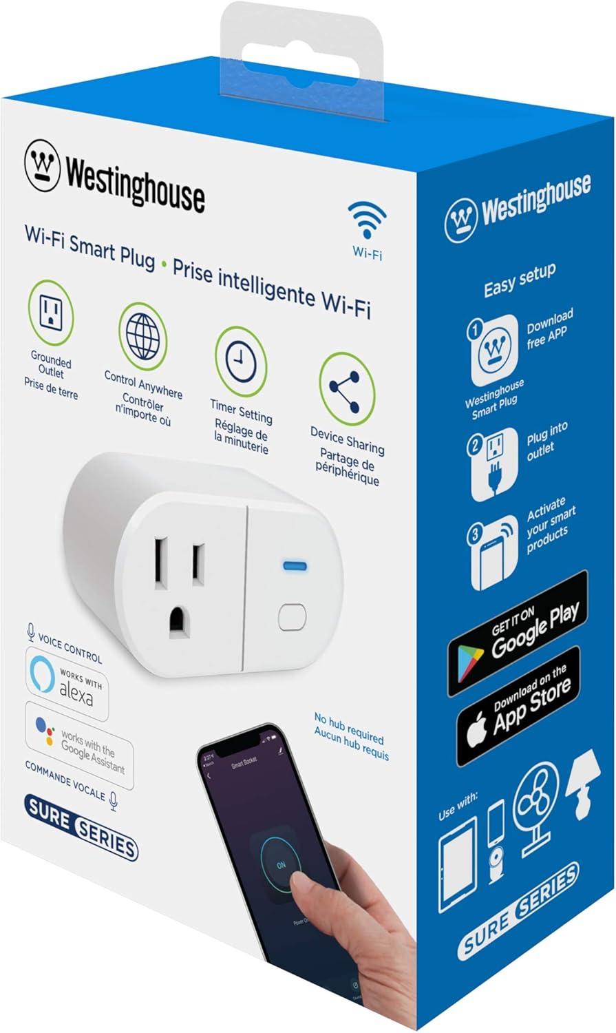 Westinghouse 94007 Sure Series Wi-Fi Single Plug Smart Outlets White