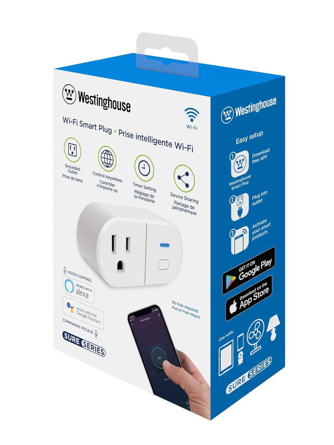 Westinghouse 94007 Sure Series Wi-Fi Single Plug Smart Outlets White