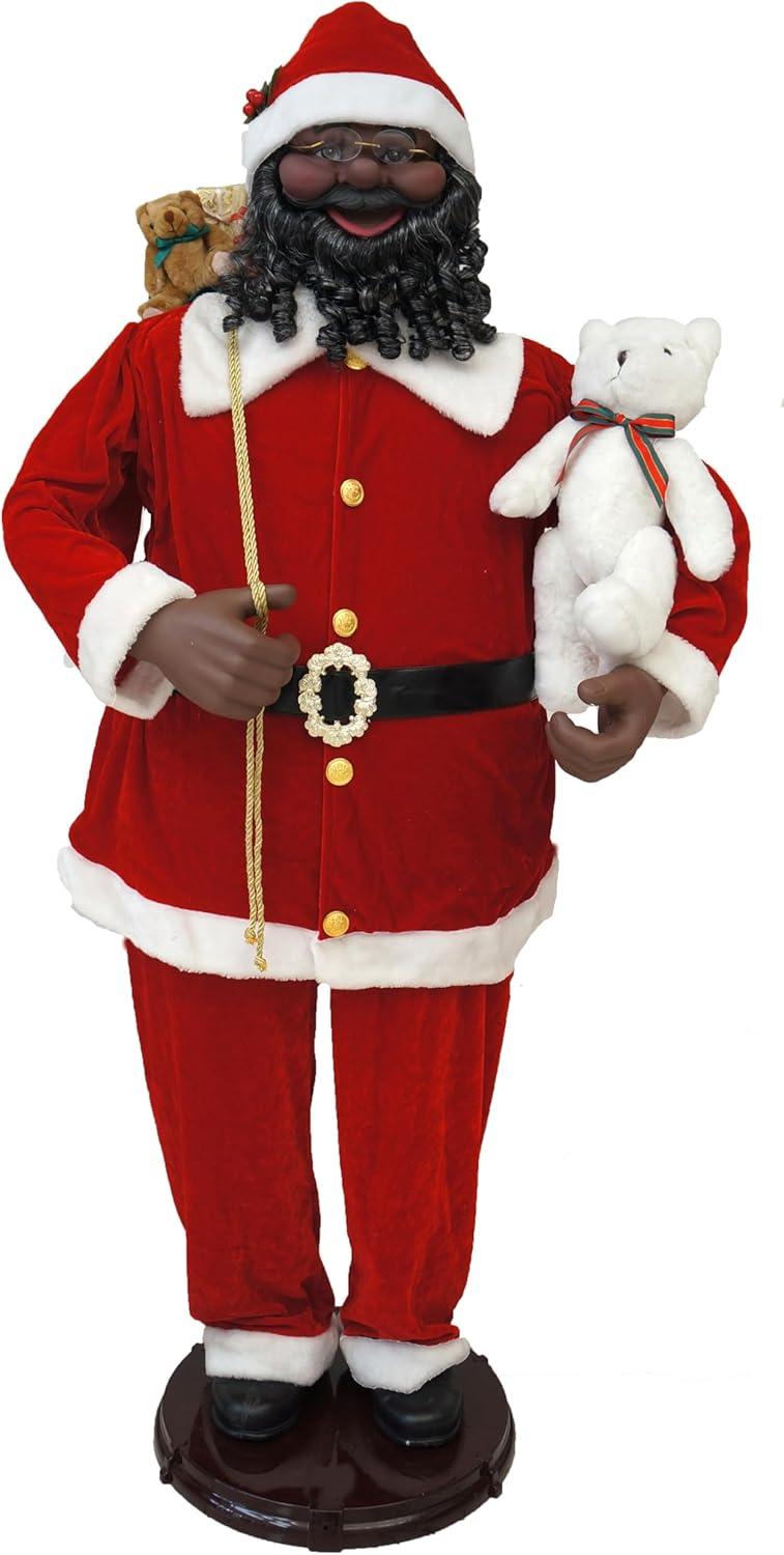 Life-Size Red Velvet Dancing Santa with Teddy Bear