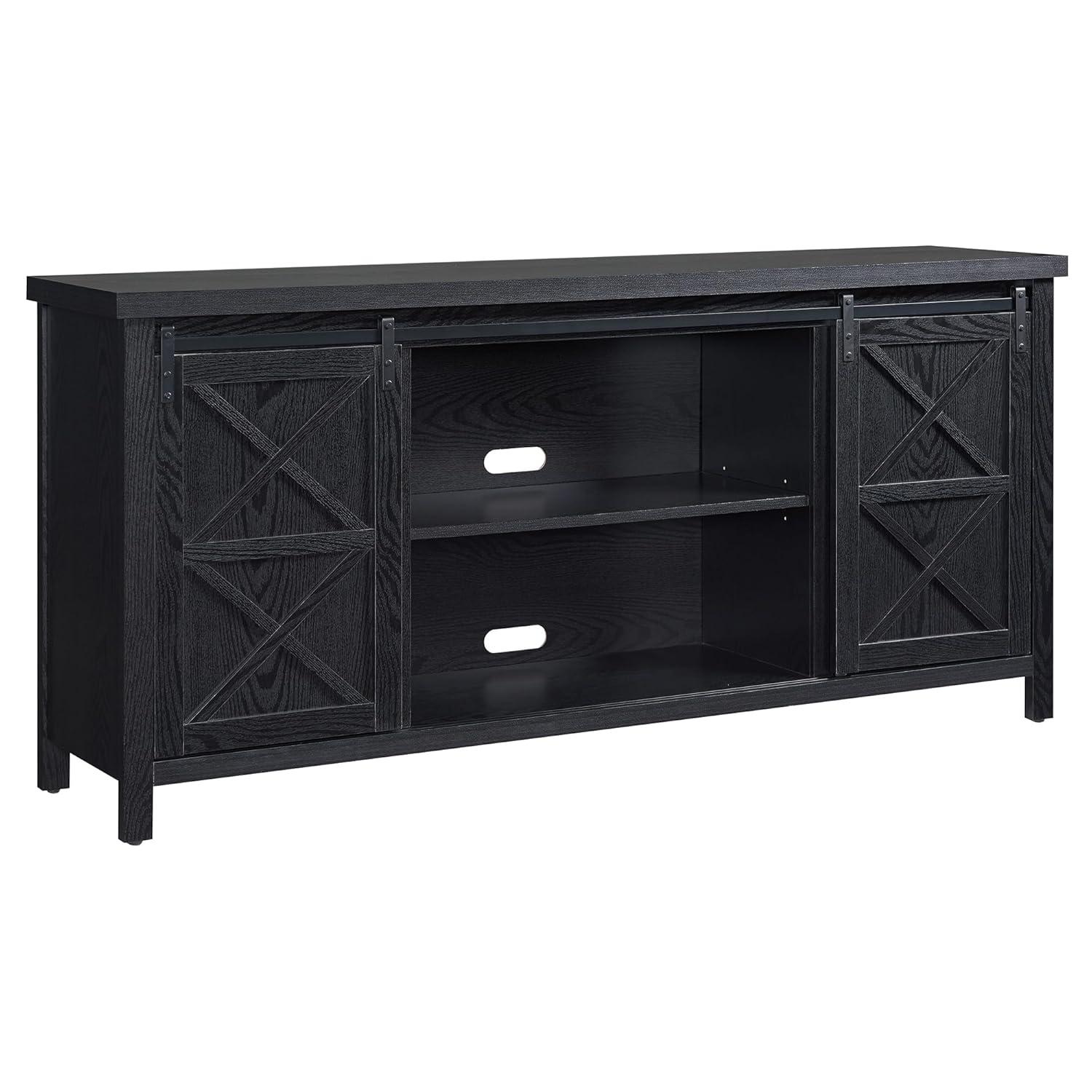 Evelyn&Zoe Elmwood Rectangular TV Stand for TV's up to 75", Black Grain