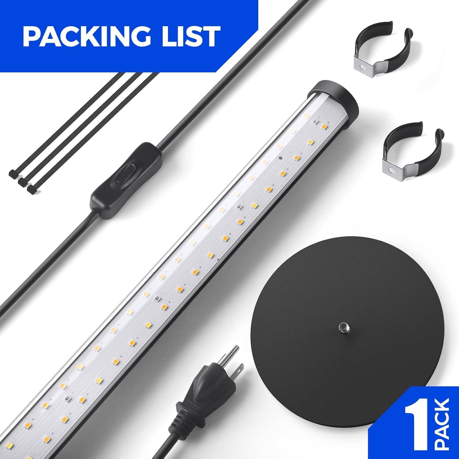 Barrina T10 Vertical Grow Light, 20W 2FT Desk LED Plant Light, Hanging and Standing, Table Top Full Spectrum Grow Lights for Indoor Plants with Stand and On/Off Switch, Ideal for Plants Growth