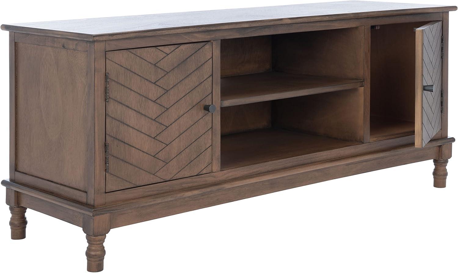 SAFAVIEH Magnolia Mid-Century 2 Door 2 Shelf Media Stand, Brown (47.3 in. W x 15.8 in. D x 20 in. H)