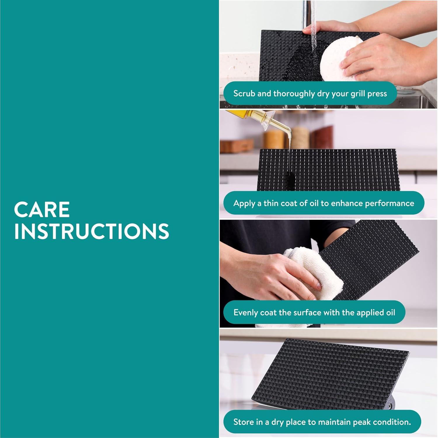 Navaris Cast Iron Round Burger Smasher - Food Grade Smash Burger Press with Wooden Handle - Grill BBQ Meat Patty Maker - Chef Press Burger Weight