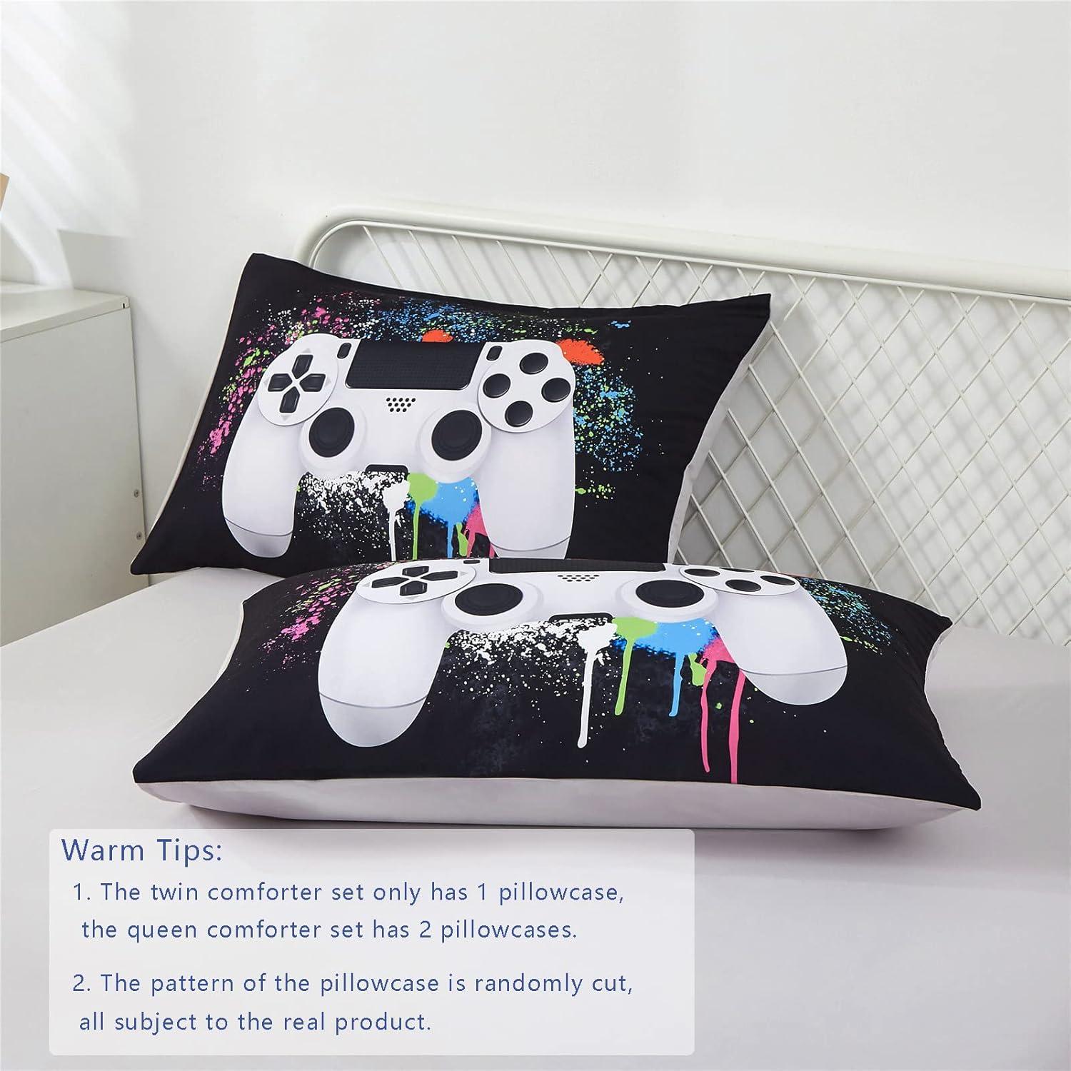 Twin Black Microfiber Boys' Video Game Bed in a Bag