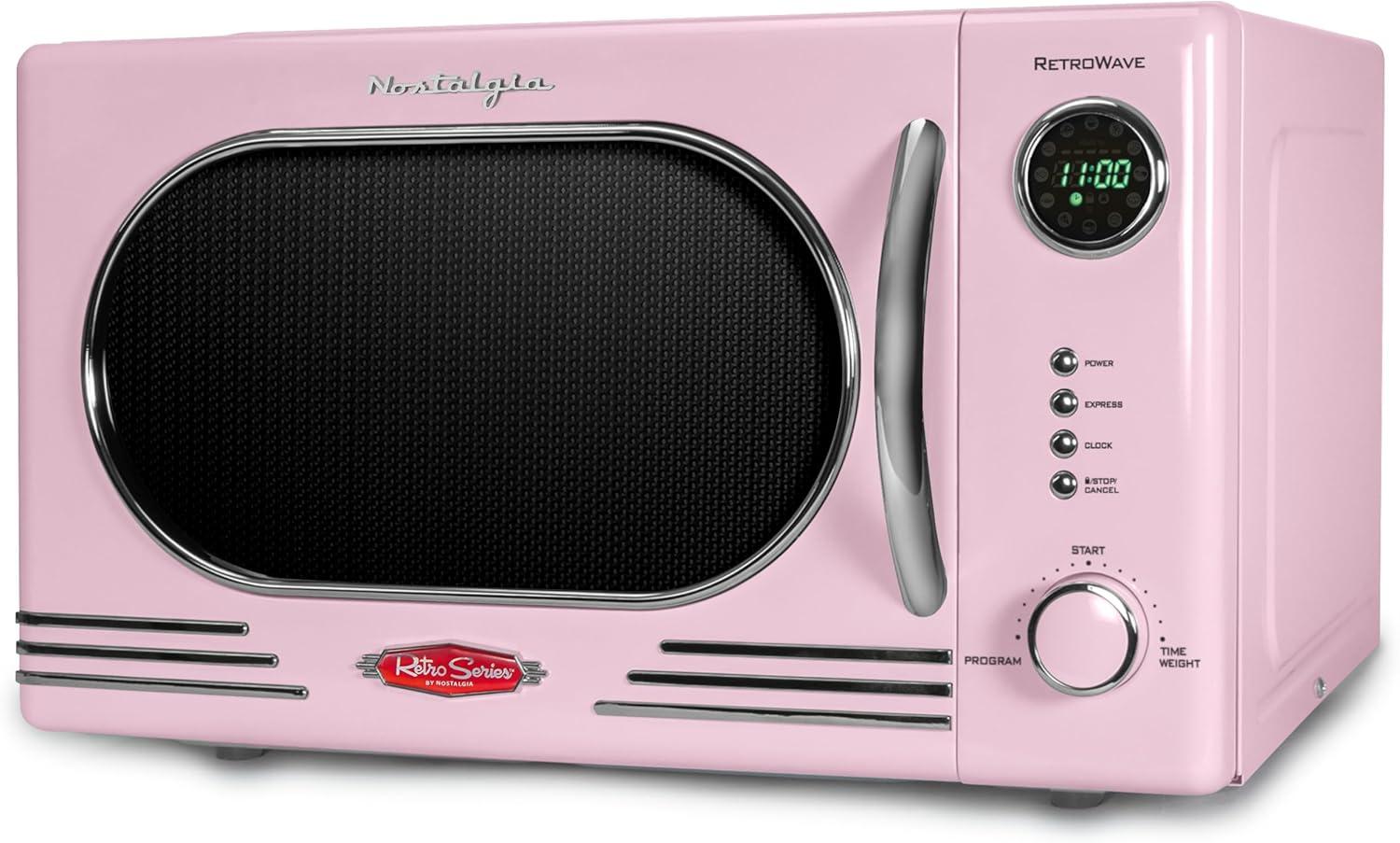 Nostalgia Retro Countertop Microwave 1.1 Cu Ft & 1000 Watt NRMO11PK6A