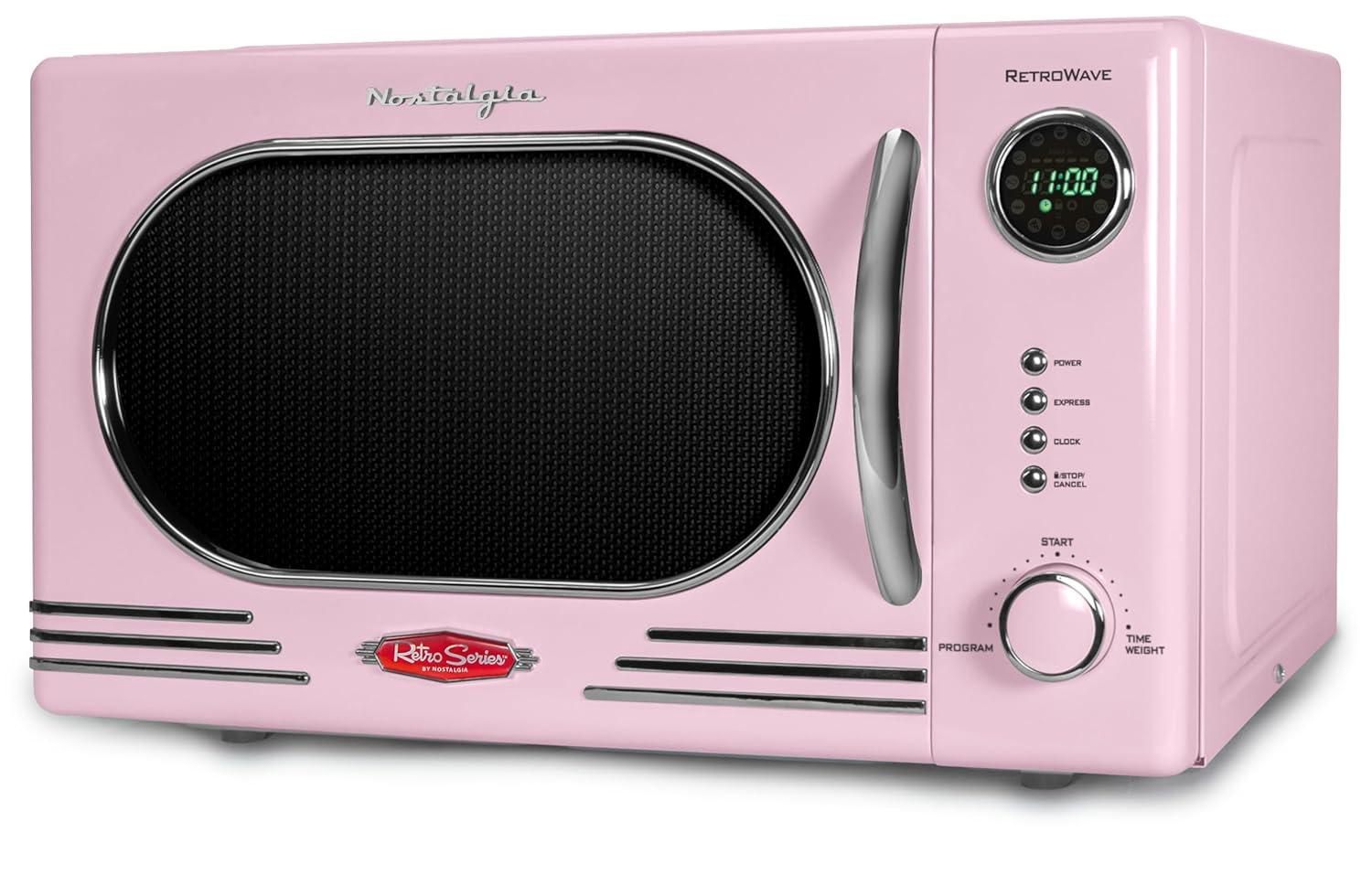 Nostalgia Retro Countertop Microwave 1.1 Cu Ft & 1000 Watt NRMO11PK6A