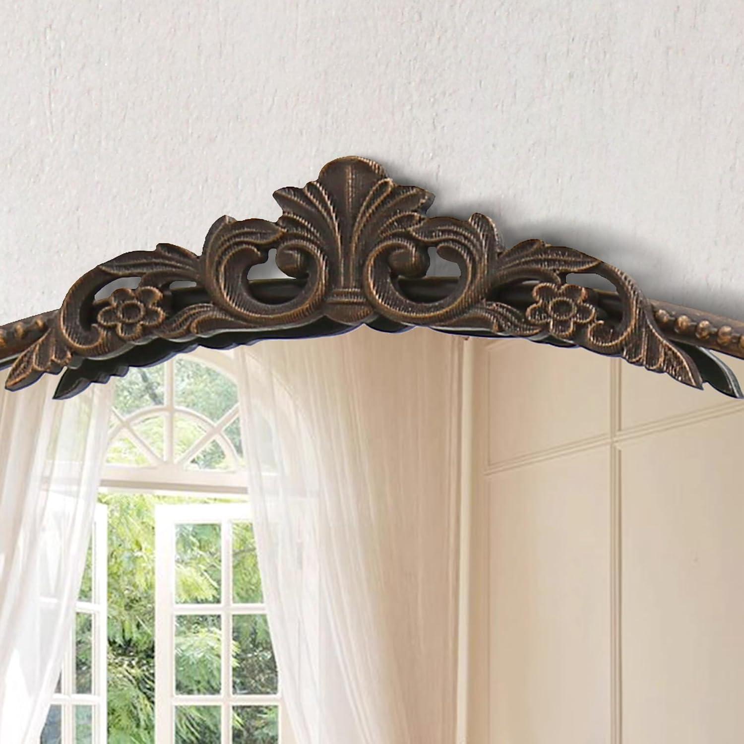 Micasso Bronze Vintage Arched Mirror: 29x36 in French Baroque Antique Wall Mounted Mirror - Traditional Ornate Decorative Mirror for Mantle/Fireplace/Living Room/Bedroom/Entryway/Hallway/Wall Decor