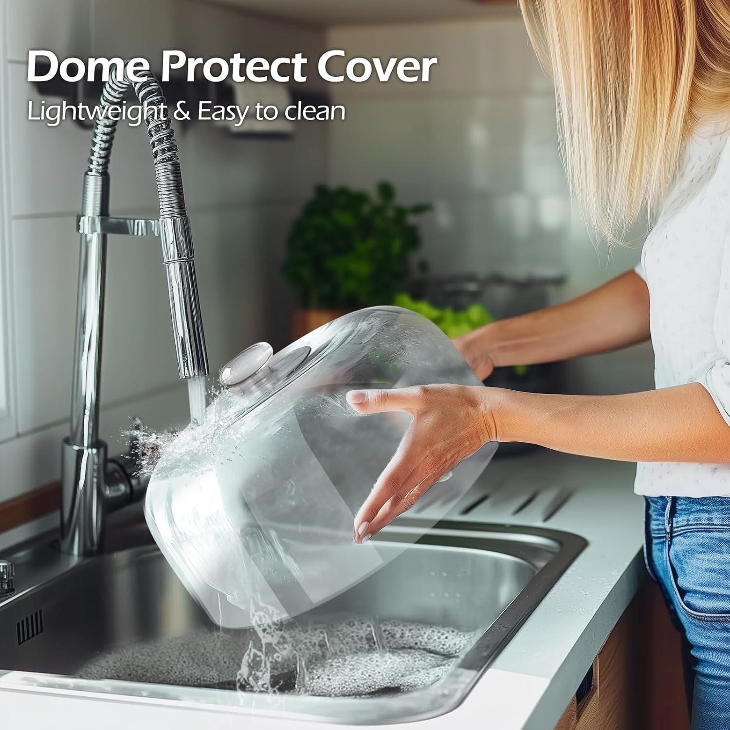 MASTERTOP Cake Stand with Dome Cover - 6 in 1 Cake Stand with Lid, Multi-Functional Wood Serving Platter/Cake Plate/Salad Bowl/Nachos/Punch Bowl, Wedding Cake Stands for Dessert Table