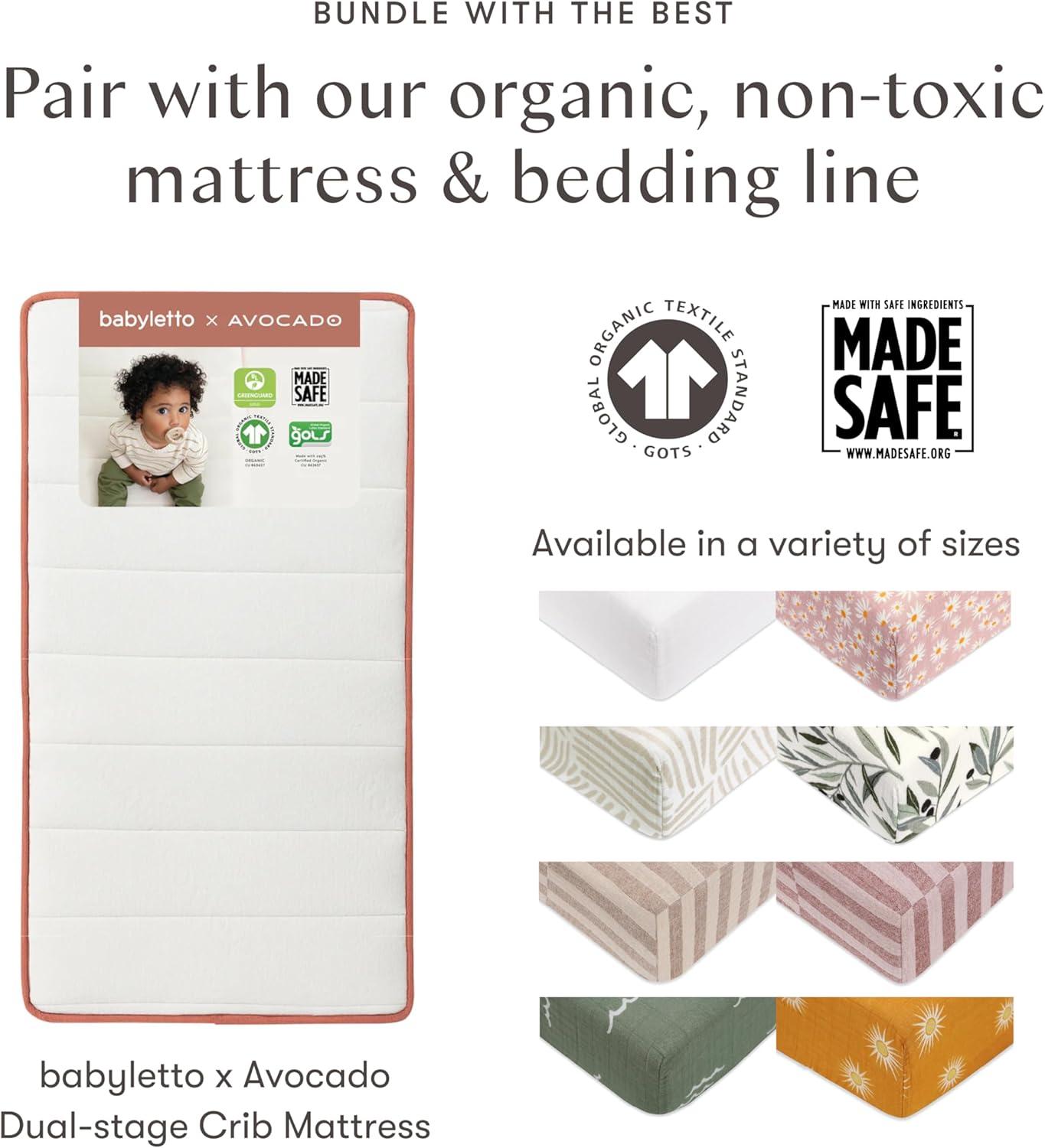 Babyletto Hudson Washed Natural Wood 3-in-1 Convertible Baby Crib with Toddler Bed Conversion Kit