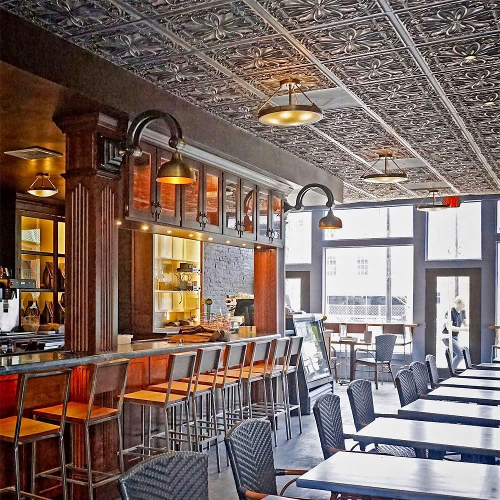 FromPlainToBeautifulInHours Milan 24'' L x 24'' W Textured PVC Drop-In & Glue Up Ceiling Tile Ceiling Tile (Set of 10)