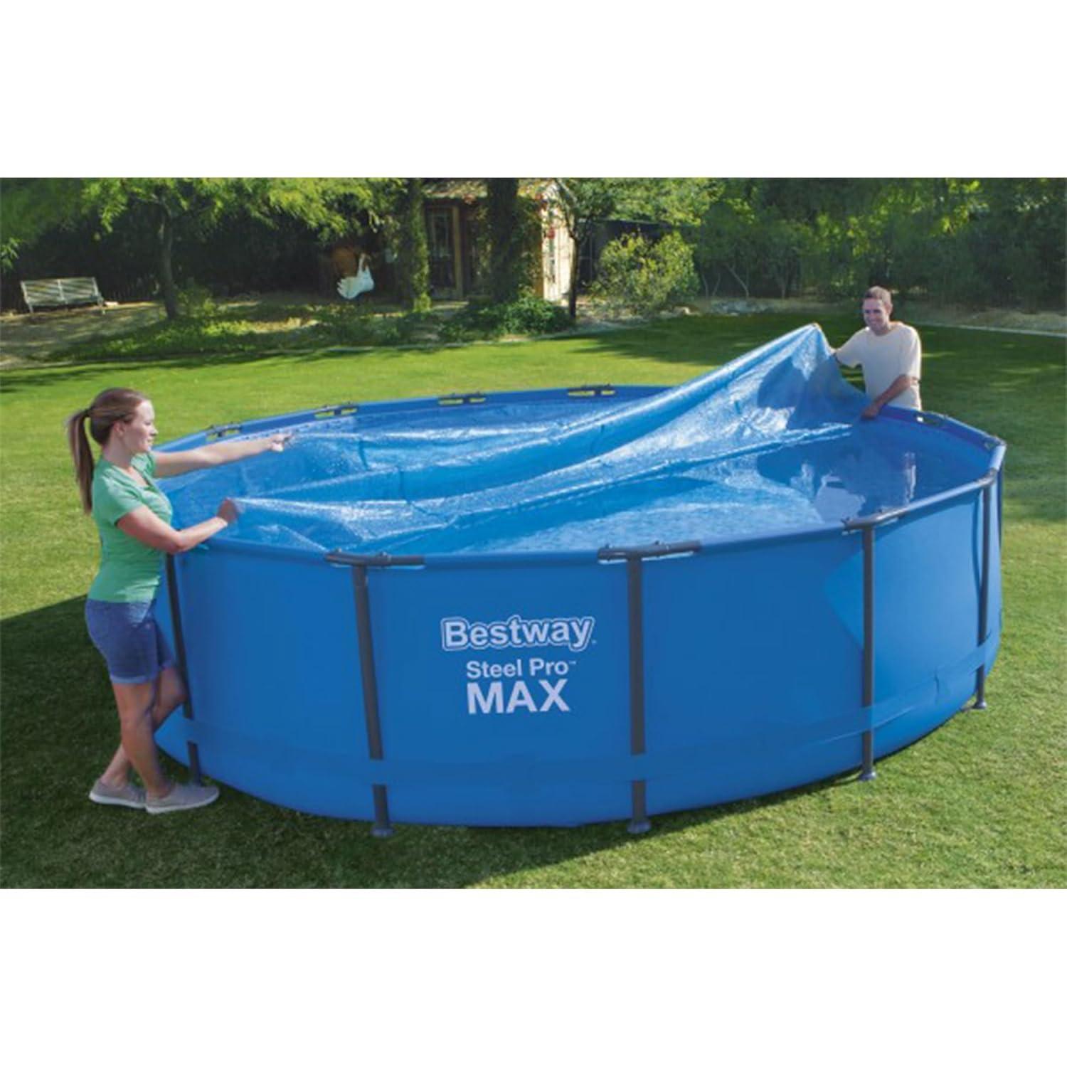 Bestway Flowclear 15 Feet Round Above Ground Solar Pool Cover Only for Pool Water Maintenance of Swimming Pools 16 Feet in Diameter, Blue