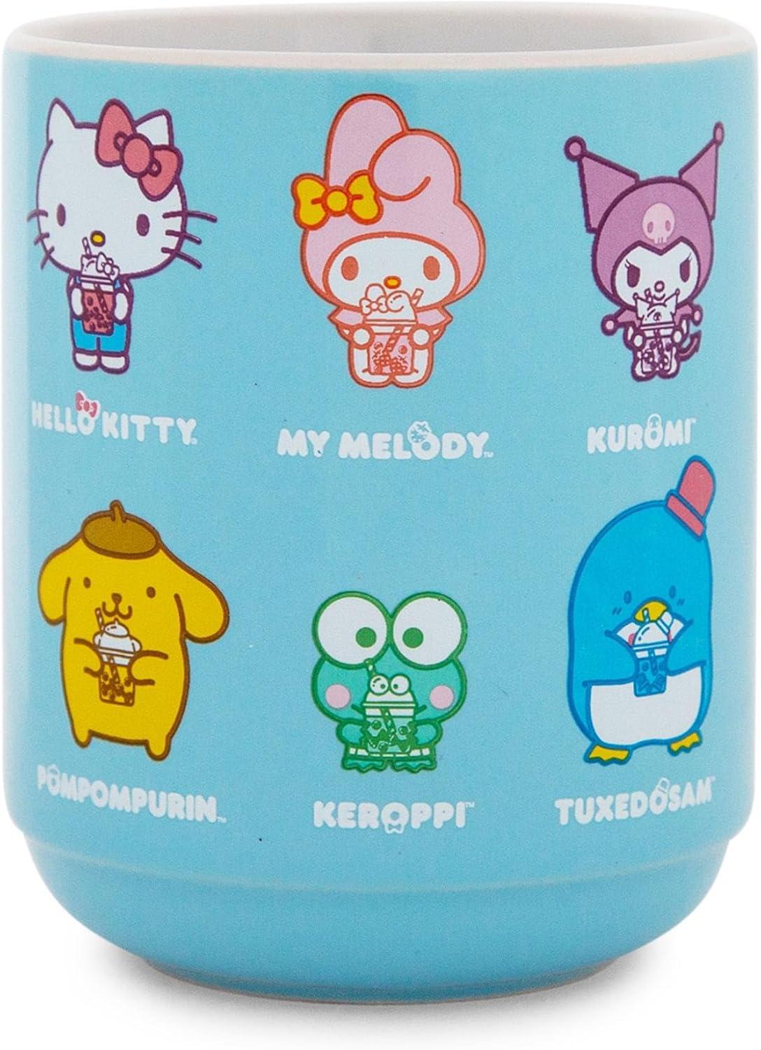 Silver Buffalo Sanrio Hello Kitty and Friends Drinking Boba Ceramic Tea Cup | 9 Ounces