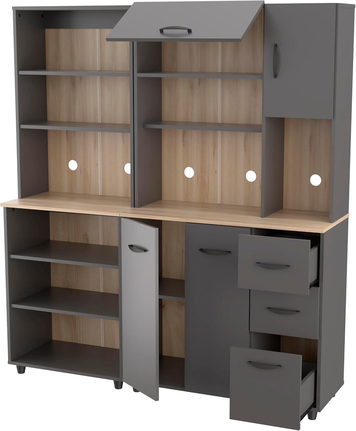 Inval Proforte 2-Piece 3-Drawer Garage Cabinet Set in Dark Gray and Maple