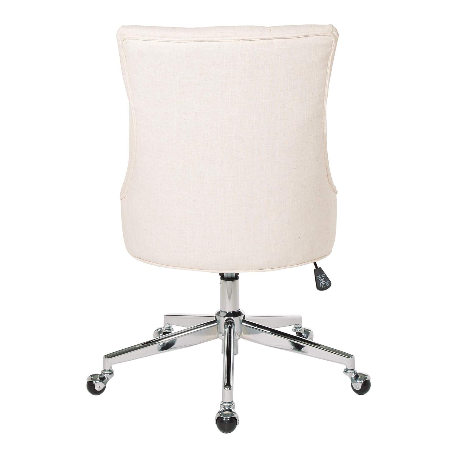 Amelia Office Chair Linen - OSP Home Furnishings: Swivel, Tufted, Adjustable Height, Metal Frame, No Arms