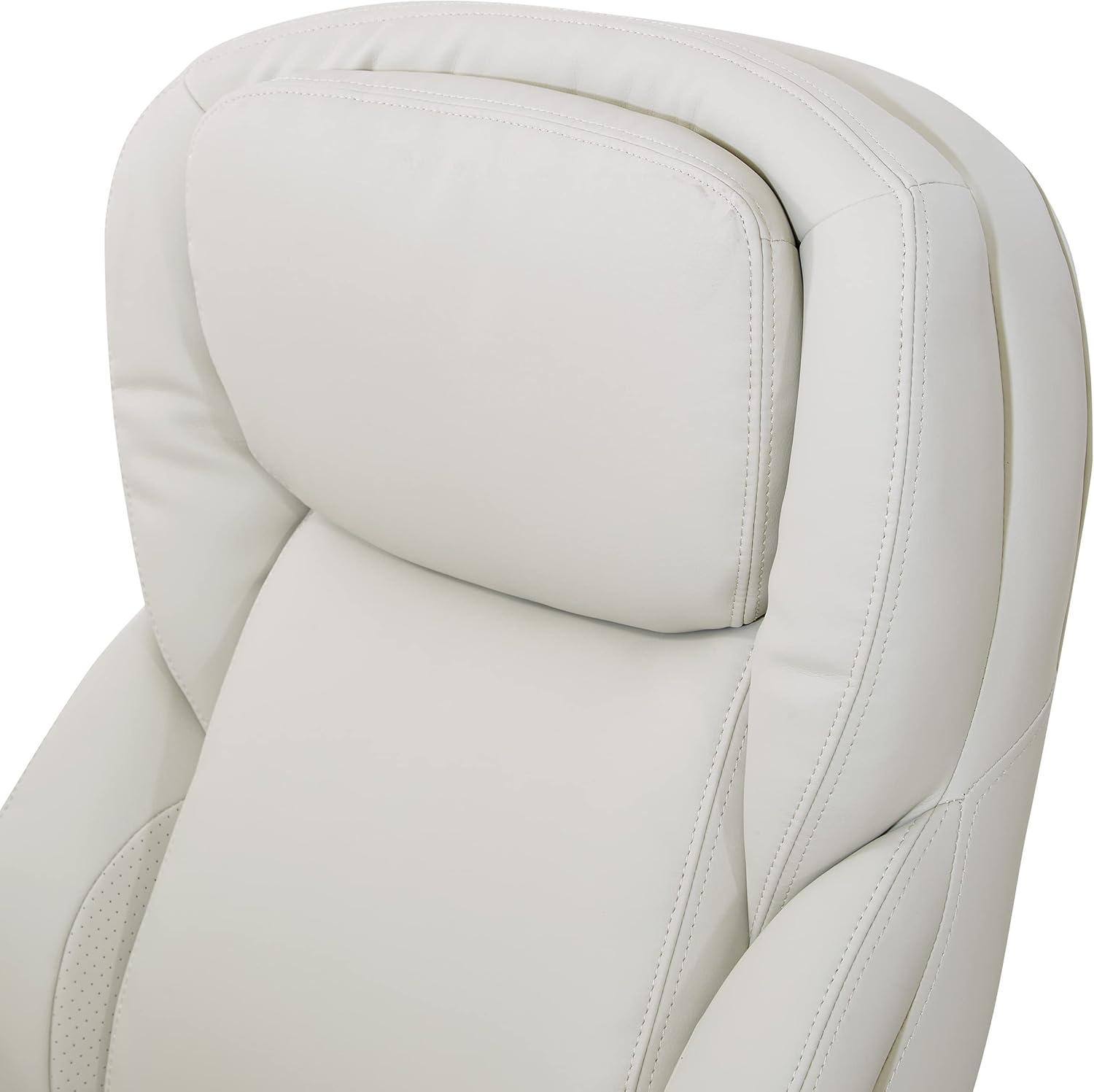 Executive Cream Bonded Leather Office Chair with Cocoa Coated Nylon Base