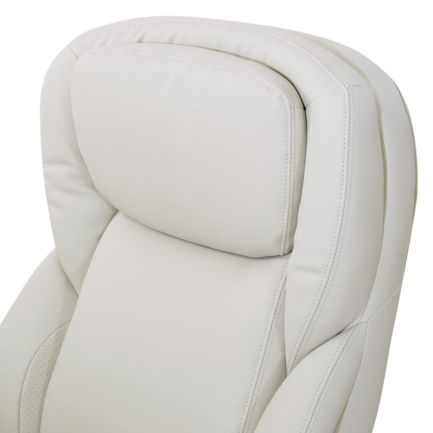 Executive Cream Bonded Leather Office Chair with Cocoa Coated Nylon Base