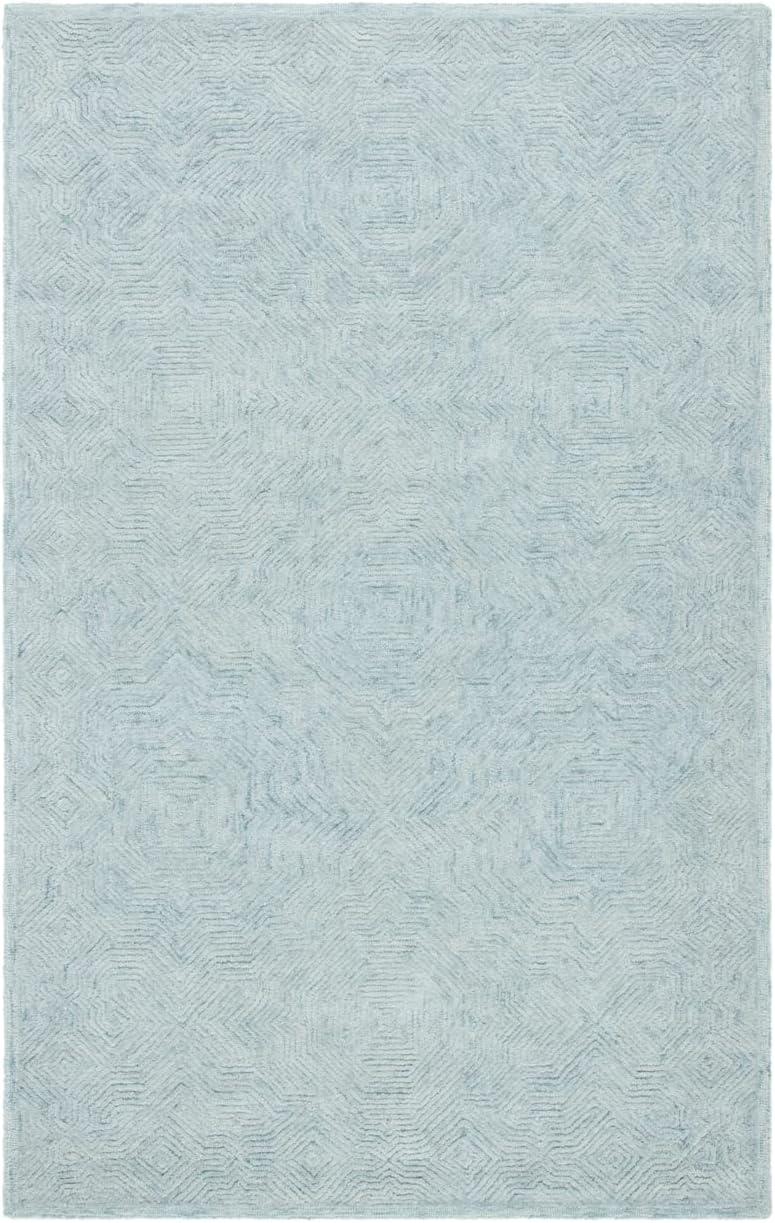 Aqua Hand-Tufted Wool 4' x 6' Area Rug