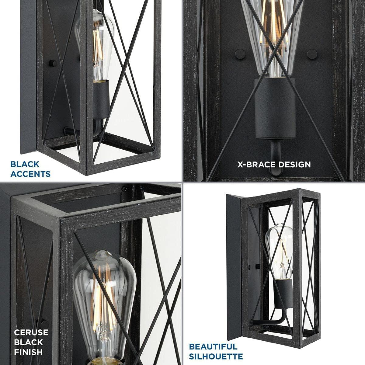 Briarwood Collection One-Light Cerused Black Oak/Black Farmhouse Wall Sconce Light