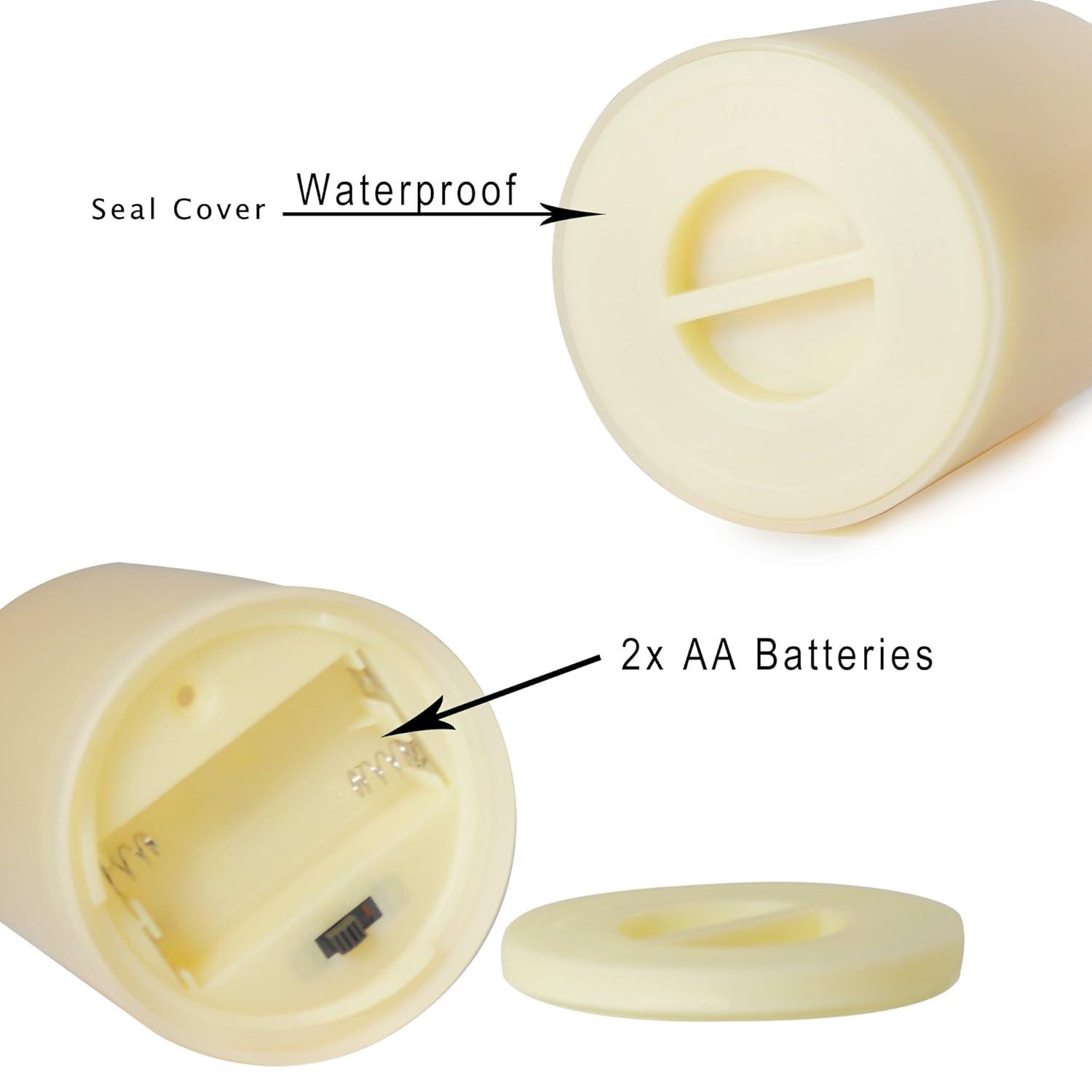 Outdoor Waterproof Flameless LED Pillar Candle with Remote and Timer Battery Operated Plastic Flickering Decorative Candle Light for Halloween Christmas Wedding Party Event Dcor Supplies 3"x 4"