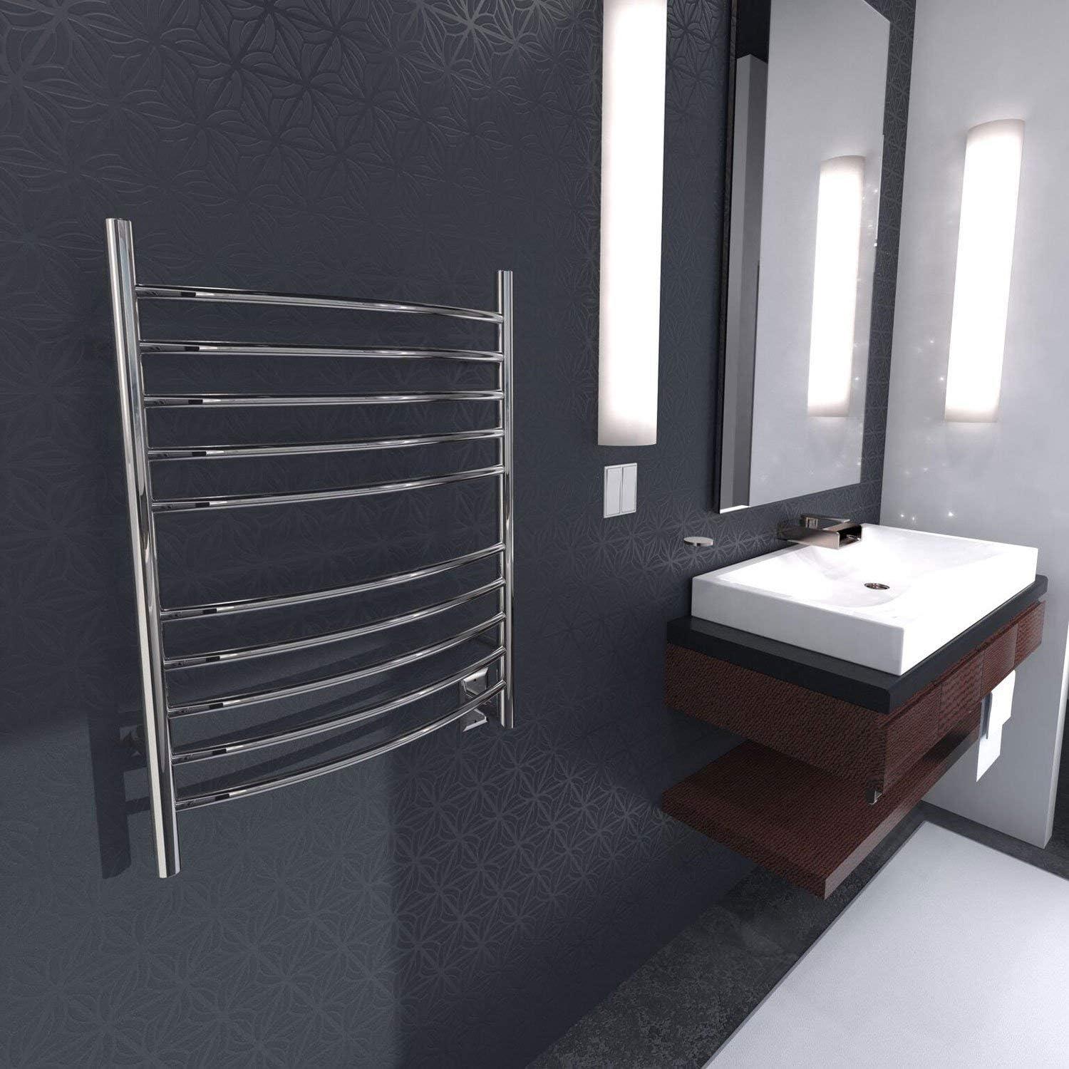 Wall Mount Radiant Curved Towel Warmer Hybrid Plug in/Hardwired