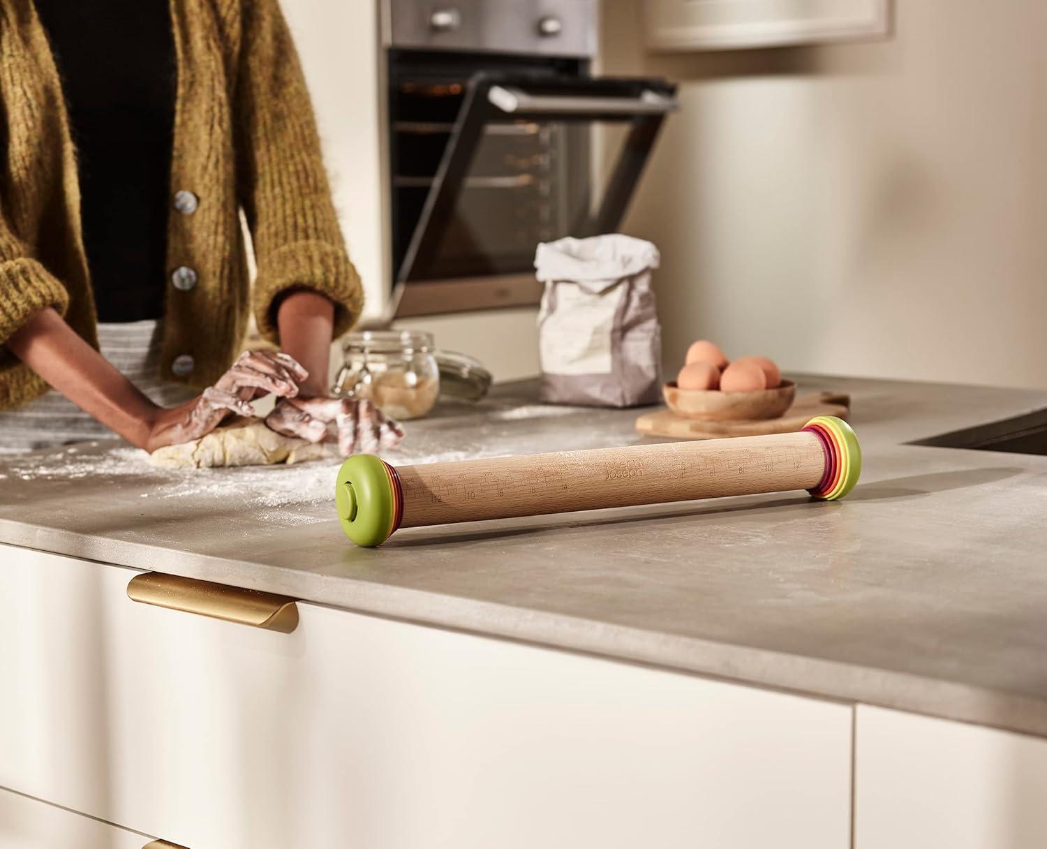 Joseph Joseph PrecisionPin Baking Adjustable Rolling Pin with Removable Thickness Rings