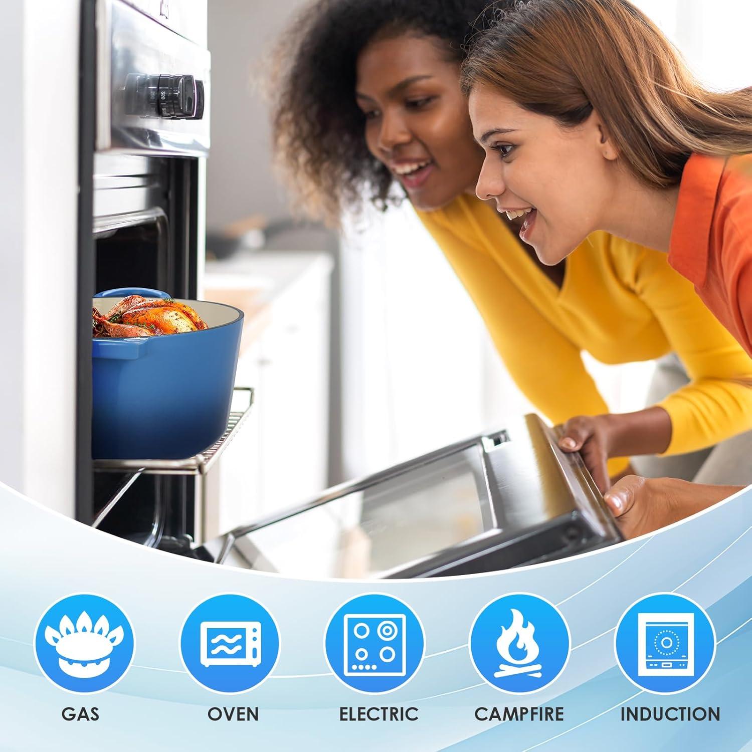 SPECIALTY FLOORING INC Dutch Oven,Enameled Cast Iron Dutch Oven Cooking Pot With Lid & Dual Handles, For Bread Baking Braising Stewing, Heavy Duty & Non Stick, Oven & All Stovetops Safe