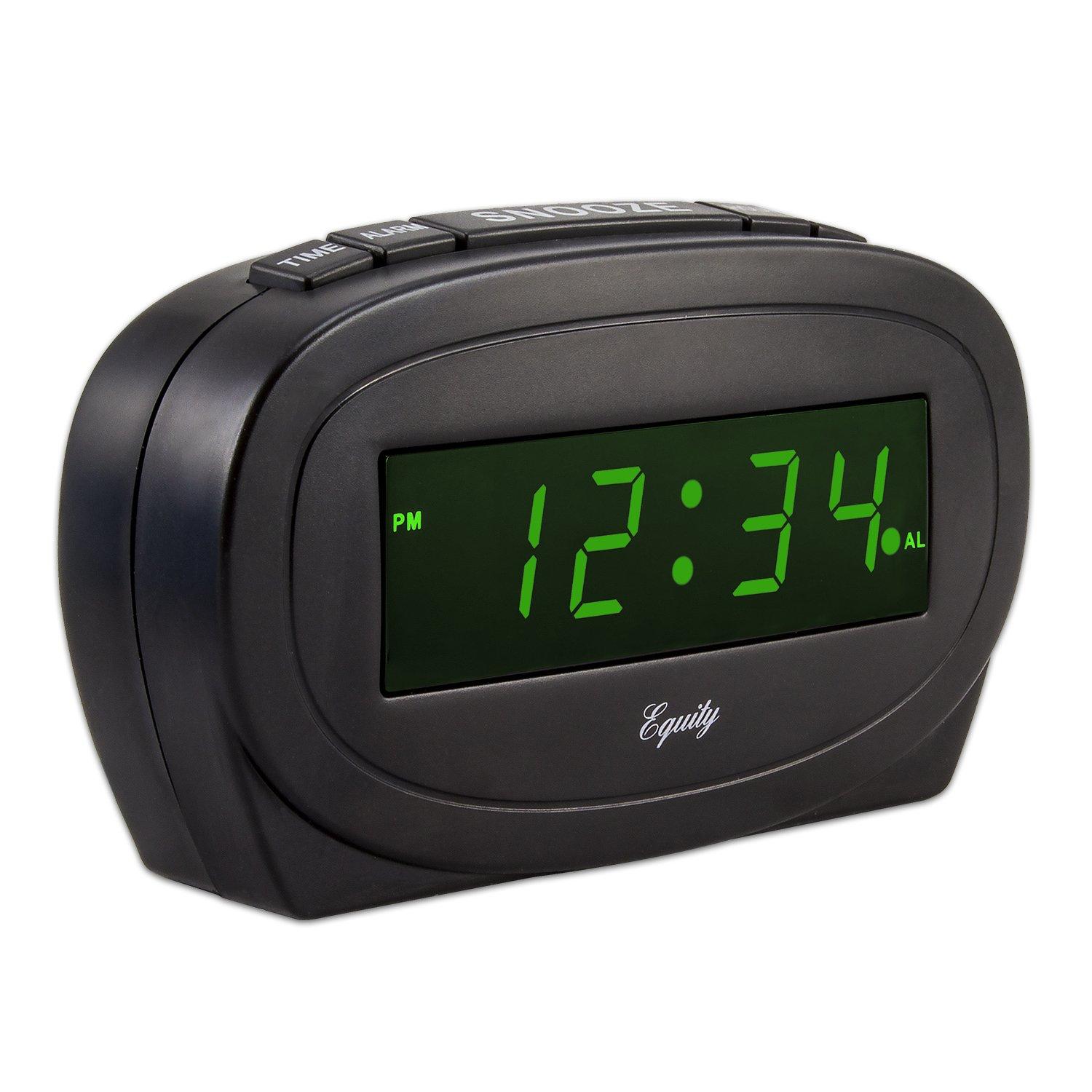 Equity 30226 Digital 0.60 inch Green LED Electric Black Alarm Clock