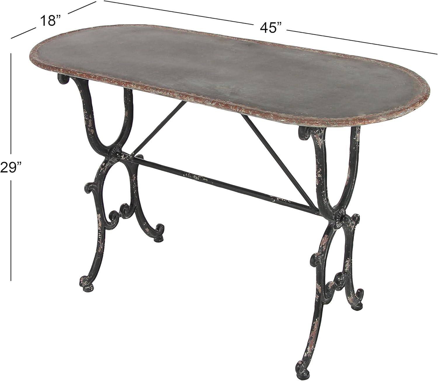 Crestline Gray Metal Console Table with Distressed Accents 45" x 18" x 29"