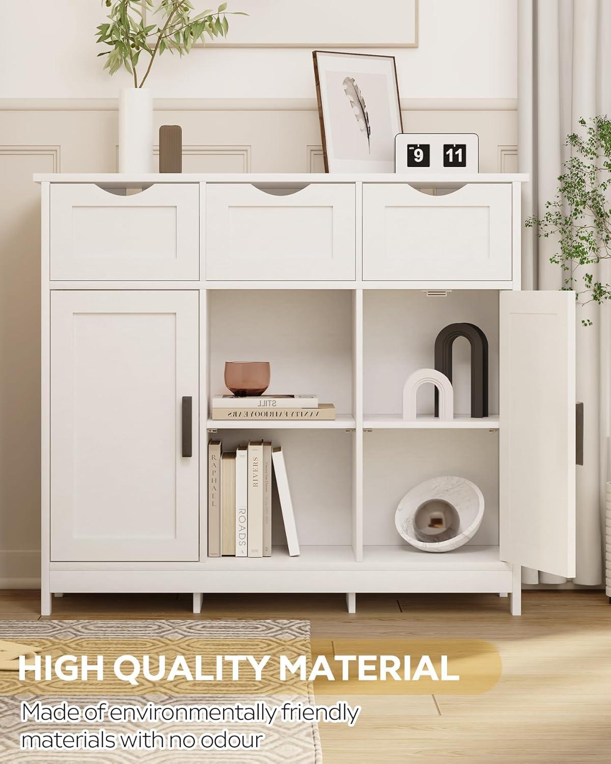 White MDF Adjustable Shelving Bathroom Storage Cabinet