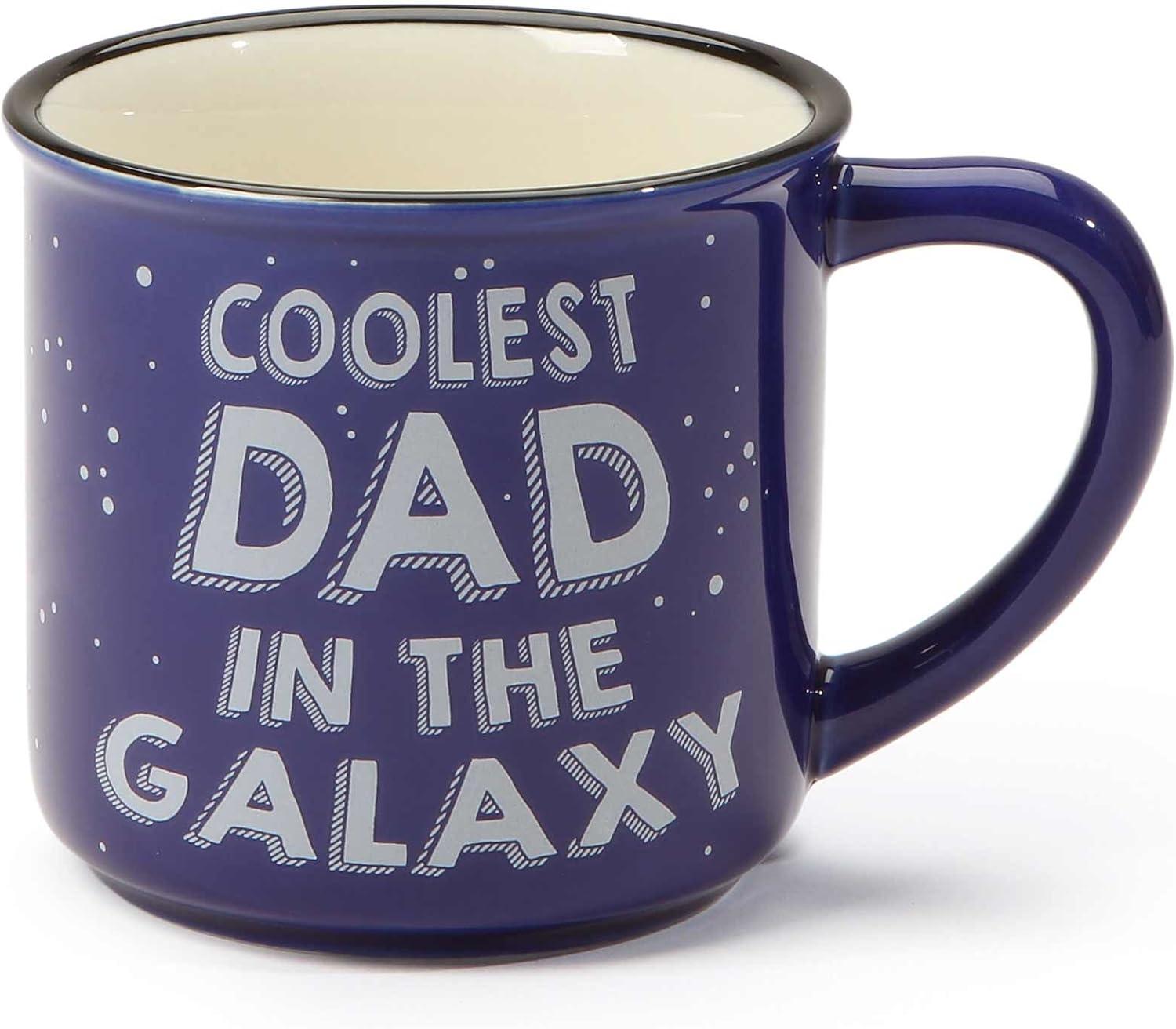 Coolest Dad in the Galaxy Blue Ceramic Camper Mug, 16 oz