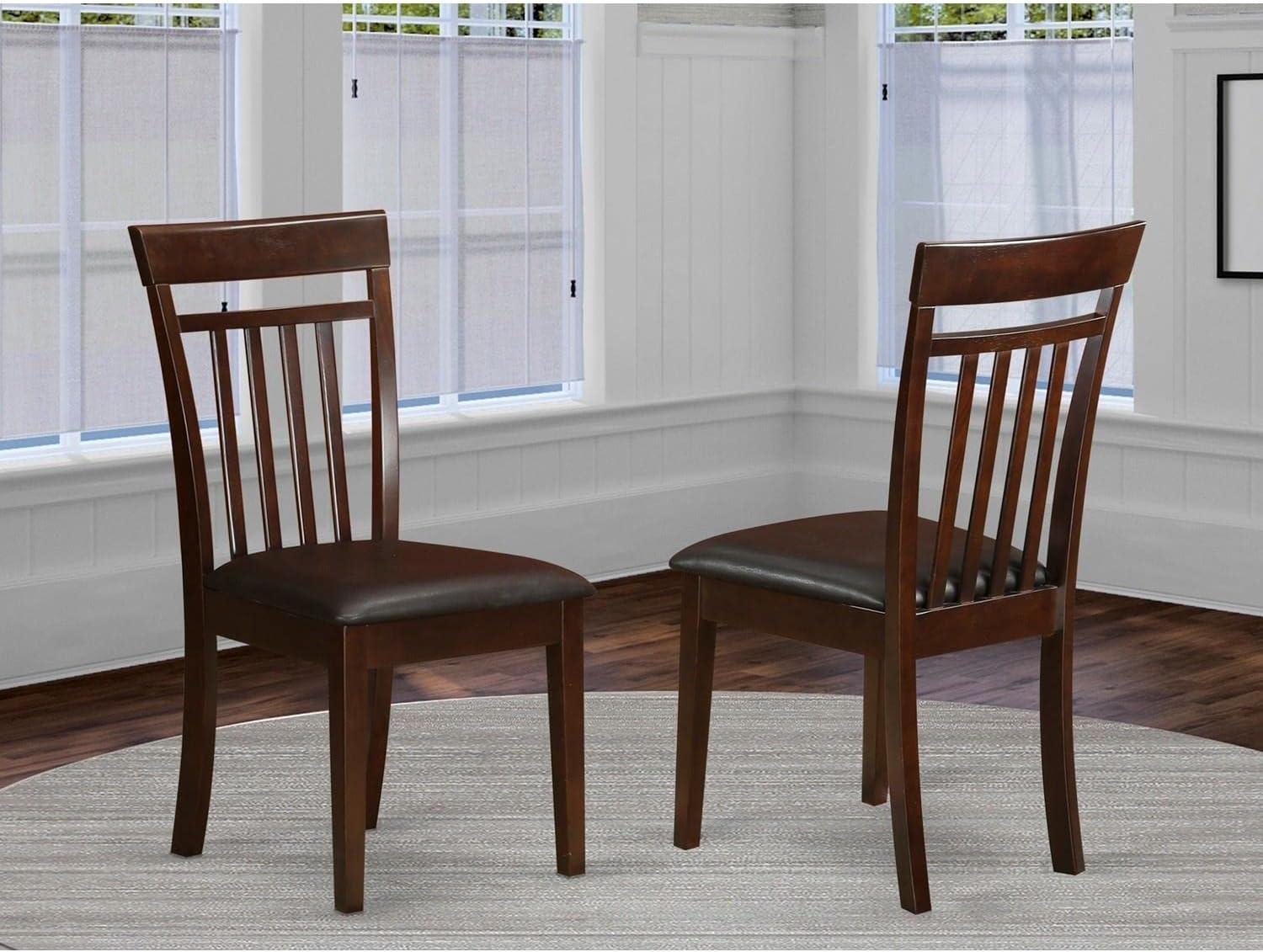 Capri Mahogany Slat Back Dining Chair with Leather Seat, Set of 2