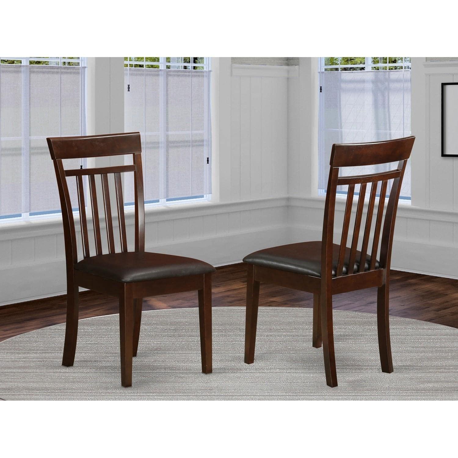 East West Furniture, Capri slat back Chair for dining room with Leather Upholstered Seat , Set of 2