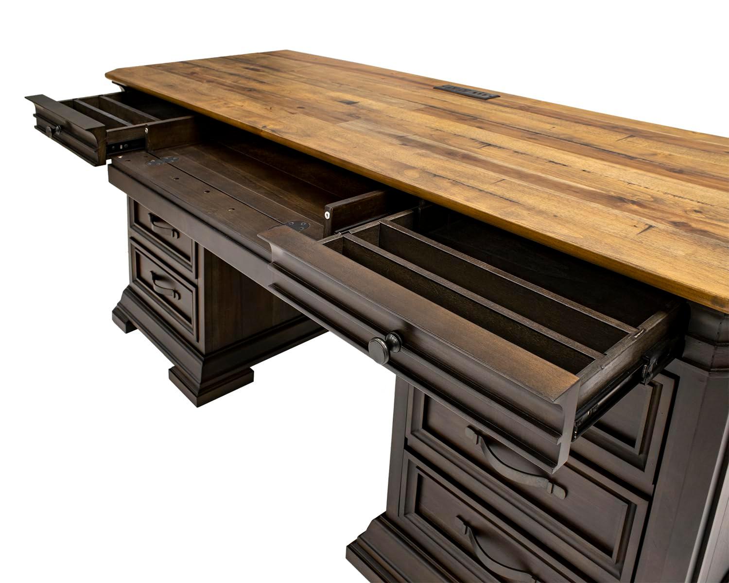 Canora Grey Shaan Executive Desk with Power Outlet