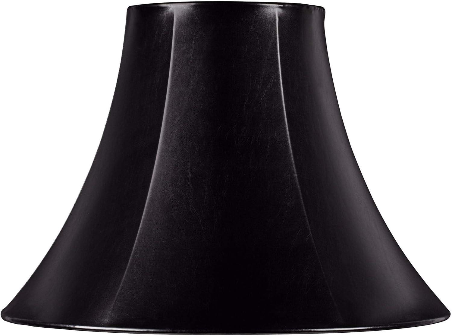 Black Faux Leatherette Medium Bell Lamp Shade with Brass Fitter