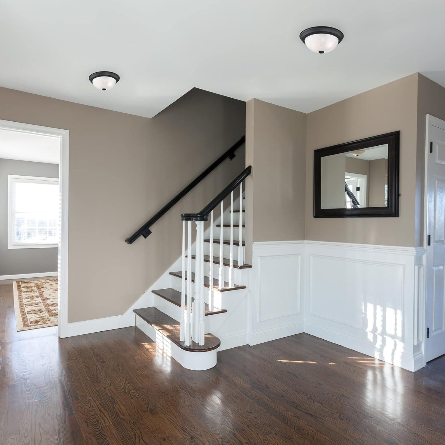 Design House 588251 Traditional 2 Pack 2-Light Indoor Dimmable Ceiling Light with Alabaster Glass for Bedroom Hallway Kitchen Dining Room, Matte Black