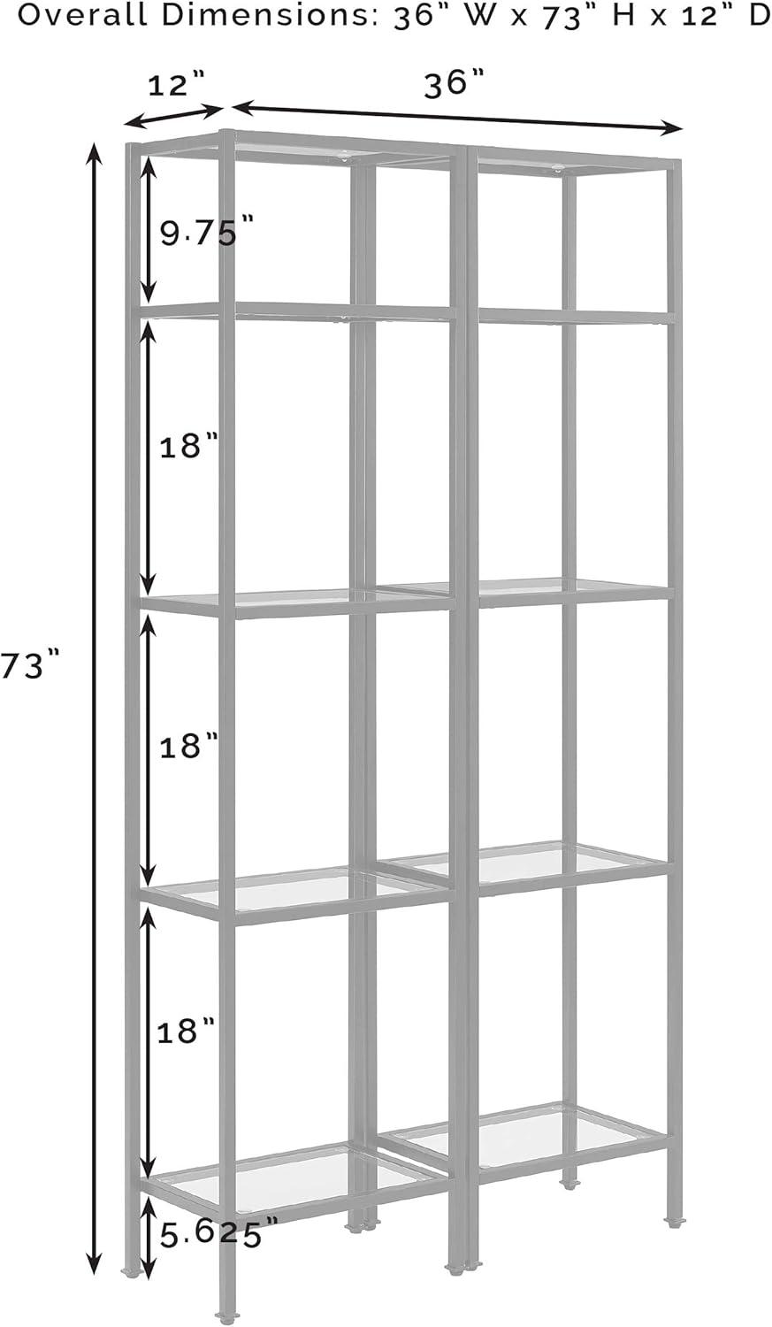 73" 2pc Aimee Narrow Etagere Set Gold - Crosley: Tempered Glass Shelves, Steel Frame, 4-Tier Storage