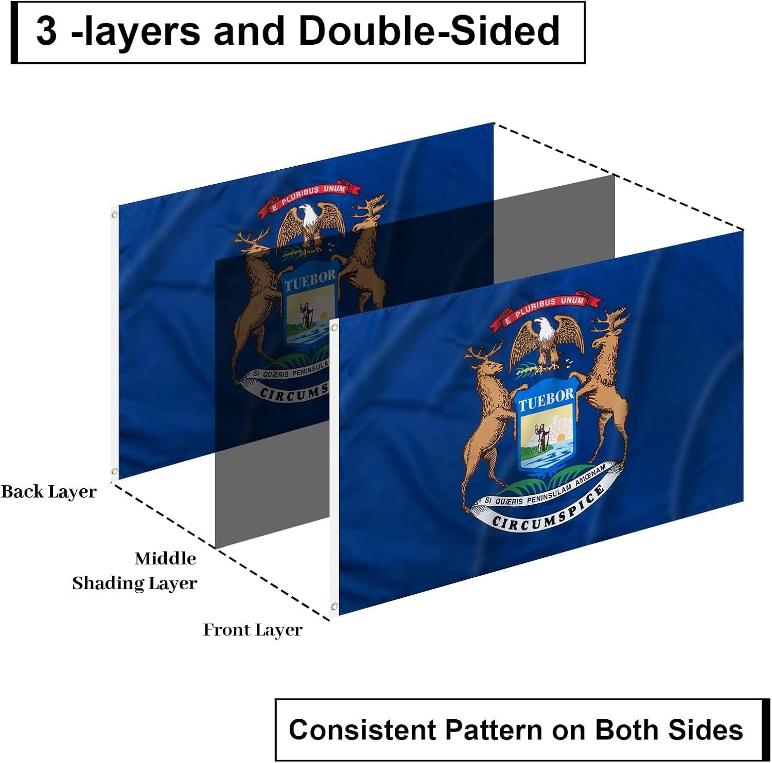 Louisiana State Flag 3x5 Double Sided Outdoor State Flags Heavy Duty 3 Ply with Durable Canvas Header and Brass Grommets Vivid Colors