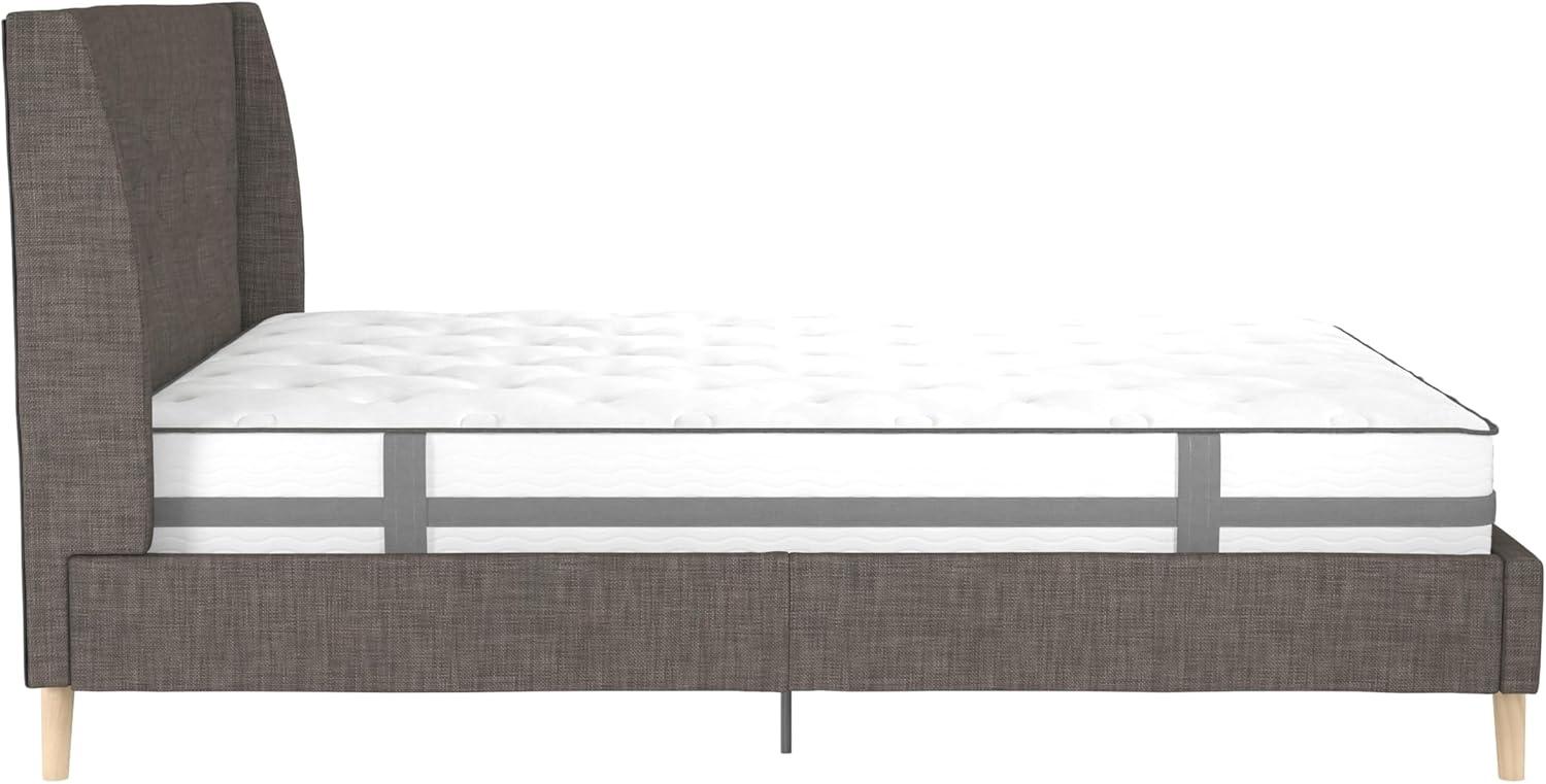 Gray Linen Tufted Upholstered Queen Bed with Wood Frame