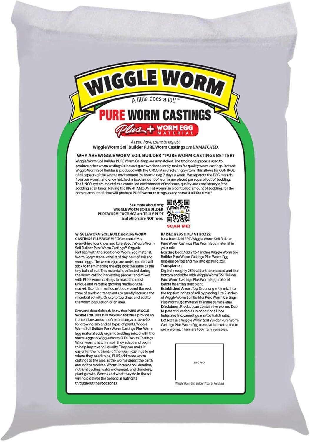 WIGGLE WORM Plus Worm Egg Material Soil Fertilizer For Gardening/Planting, 40 lb