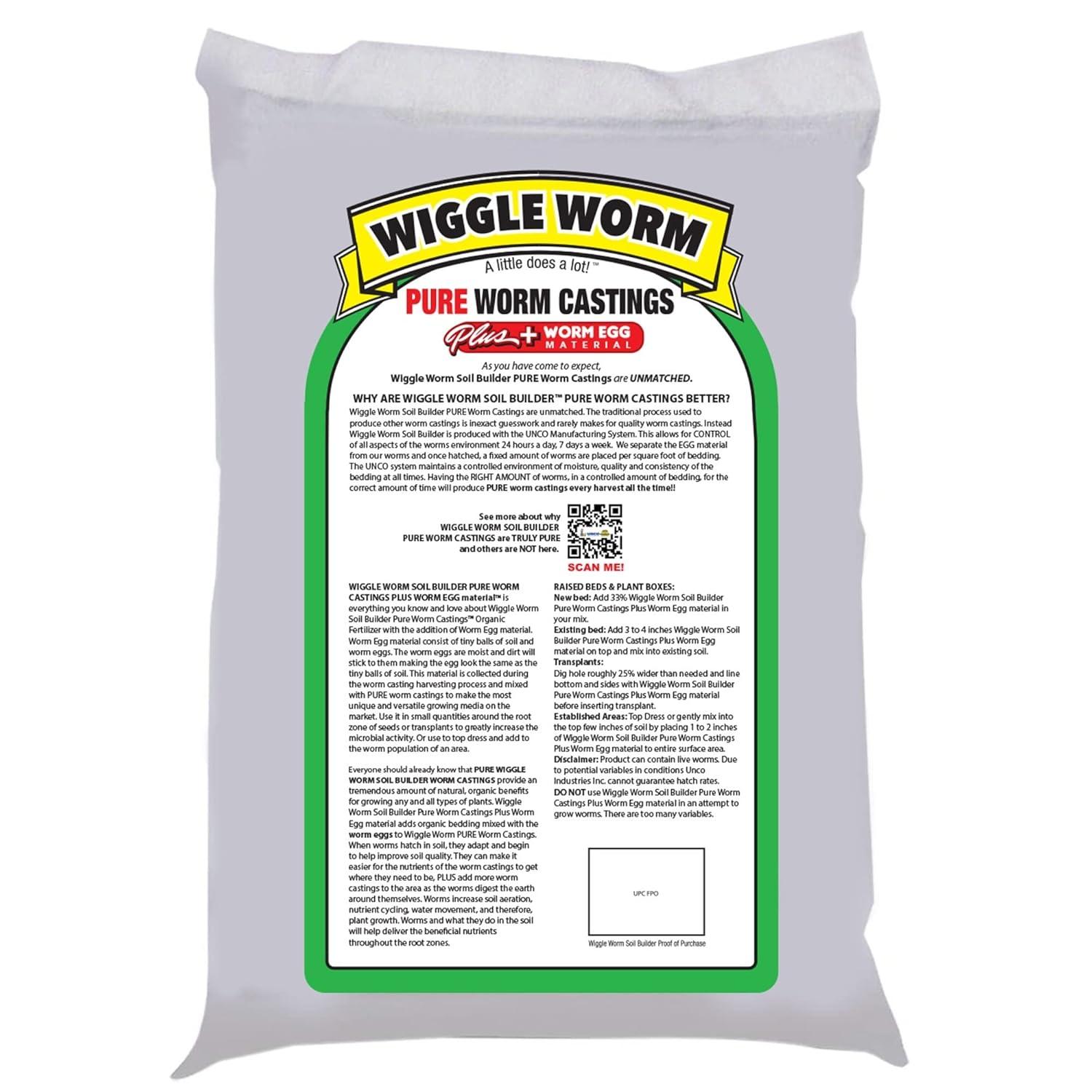WIGGLE WORM Plus Worm Egg Material Soil Fertilizer For Gardening/Planting, 40 lb