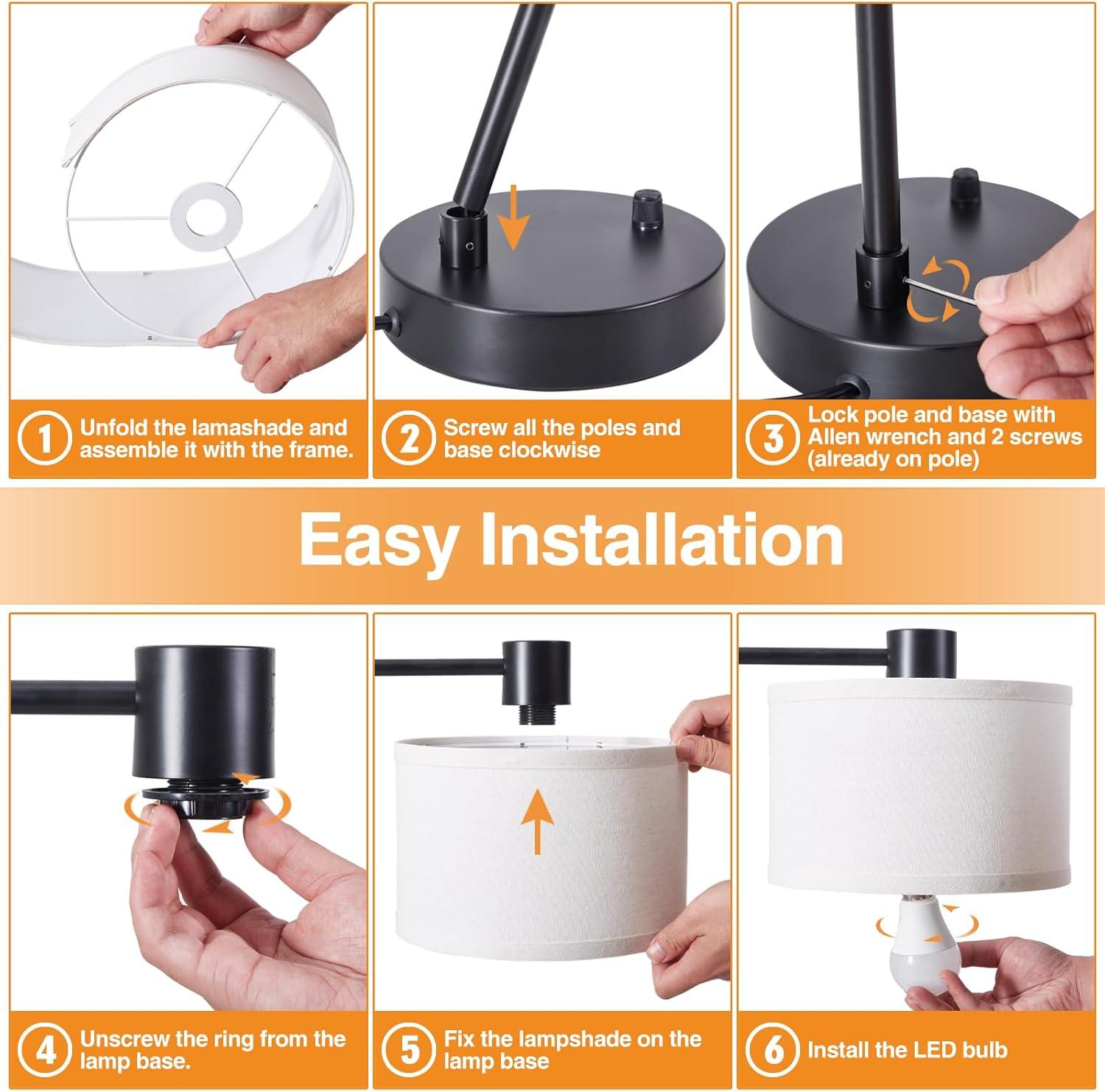 Mercer41 Navreet Table Lamp Set with USB C+A Charging Ports Fully Stepless Dimmable Bedside Lamp (Bulbs Included)  (Set of 2)