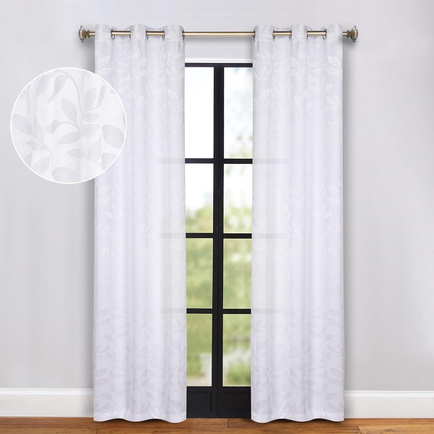 Modern Bohemian Leaves Polyester Machine Washable Room Darkening Blackout Curtains by Superior (Set of 2)