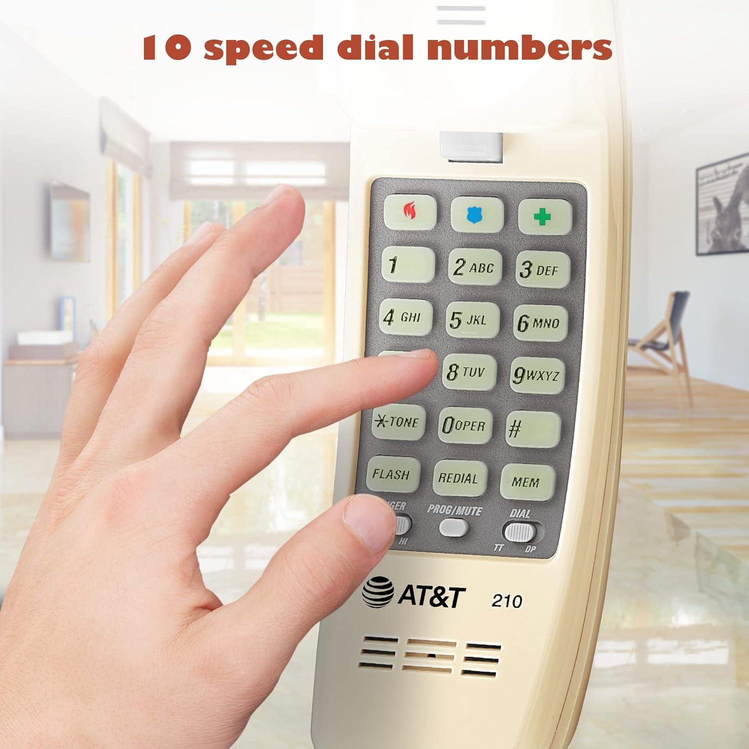 Beige Analog Corded Home Phone with Lighted Keypad